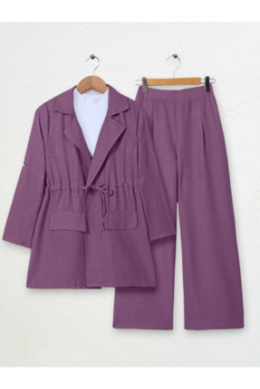 HİJABAYA Kapaklı Tünel Köprülü Ceketli Keten Takım