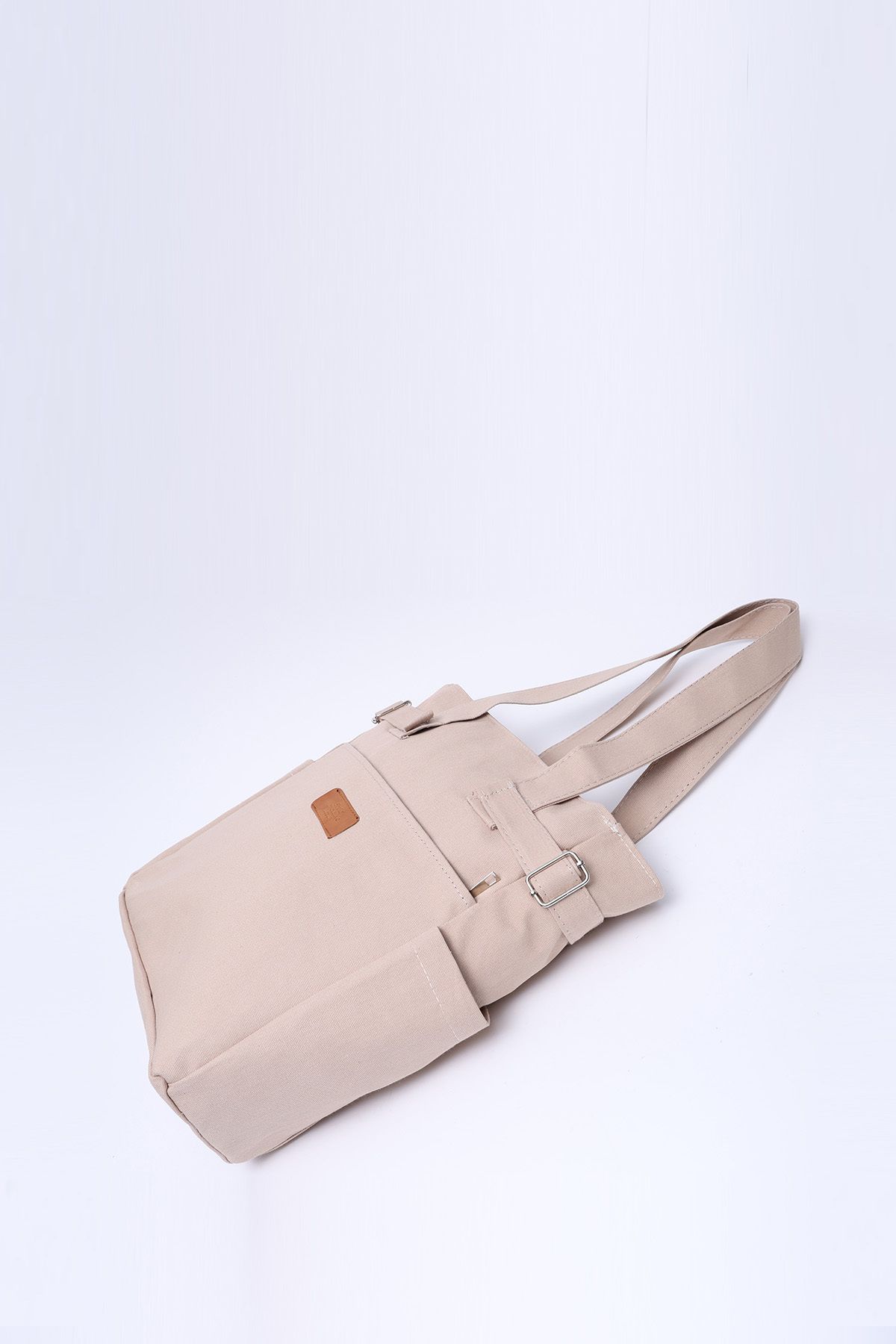 SHAKA-Cream Shk141 Canvas Fabric Four Compartment Lined, Zippered Strap Hand, Arm and Shoulder Bag L:34 E:28 G: 7