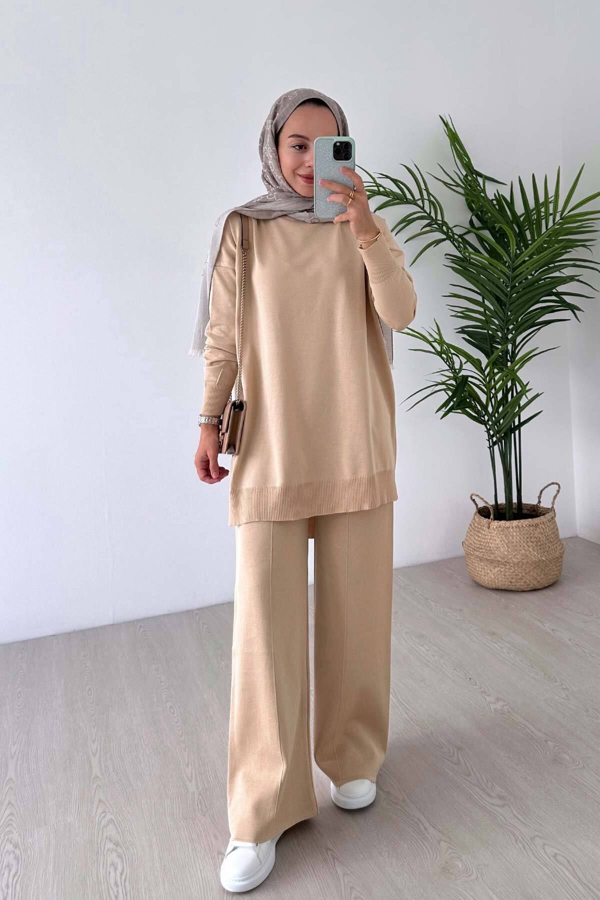 Ka Hijab-طقم حجاب مرسيريزد لامع - قهوة حليبي 5