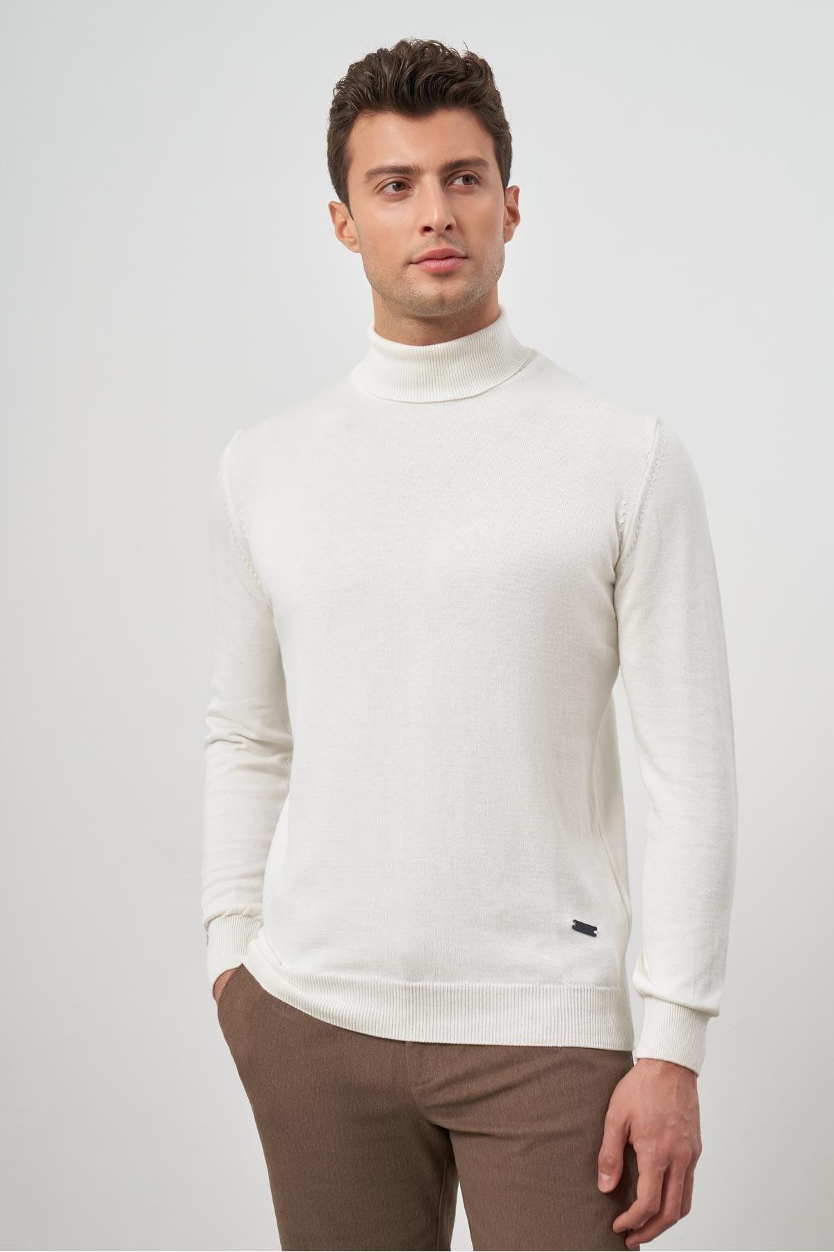 İmza-Tricotaj clasic cu gât complet crem deschis 1012245004   - Maneca lunga, Comfort Fit 5