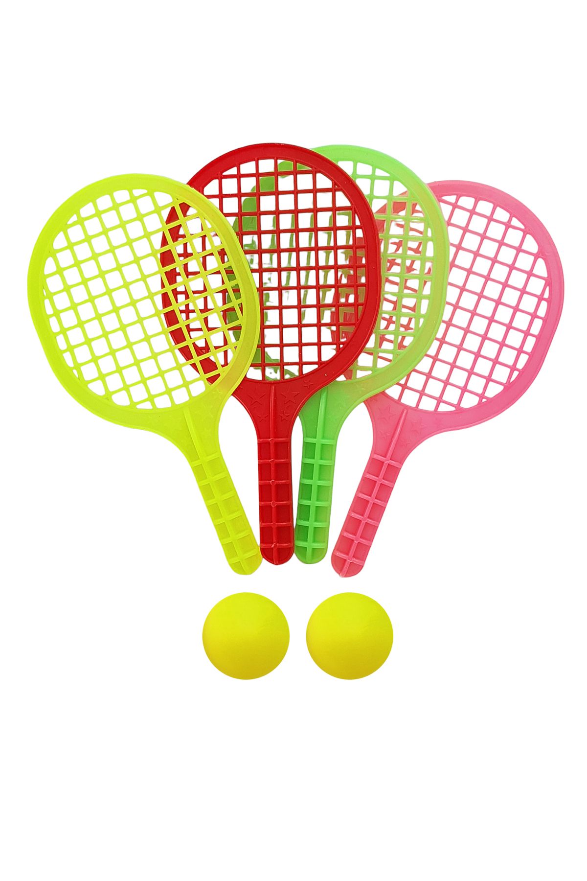 POPKONSOL-Mini Tennis Racket Toy Set of 4 Rackets 2 Balls Mixed Color 1