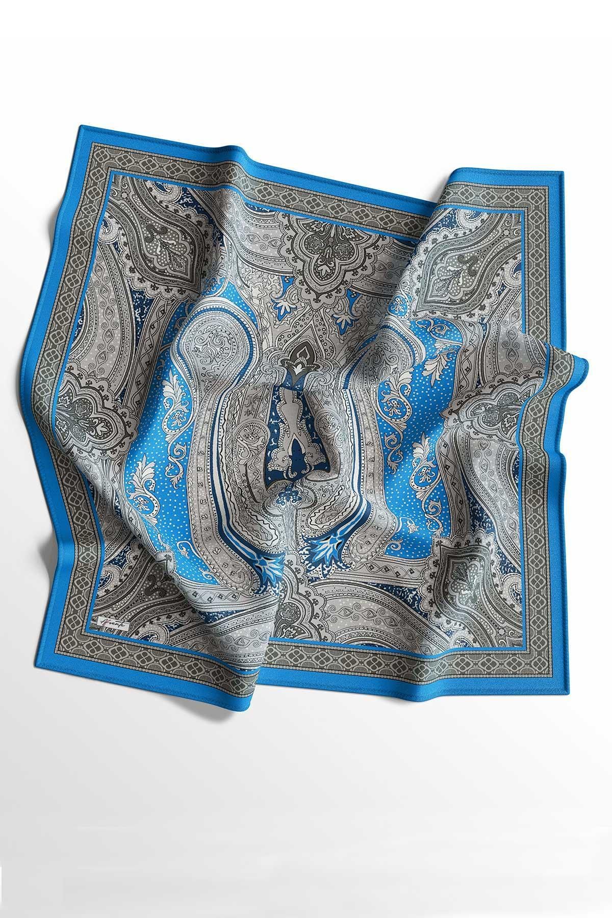 AFVENTE-Etro Pattern Blue Soft Cotton Scarf 1