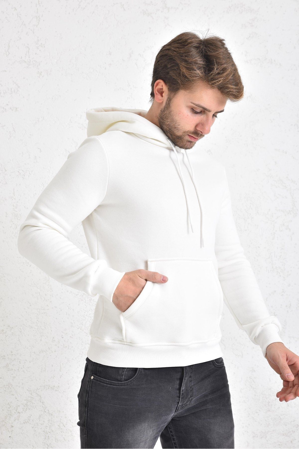 ayakuydur-Men's Sweatshirt - Tulnn Hooded, Hooded, White 5