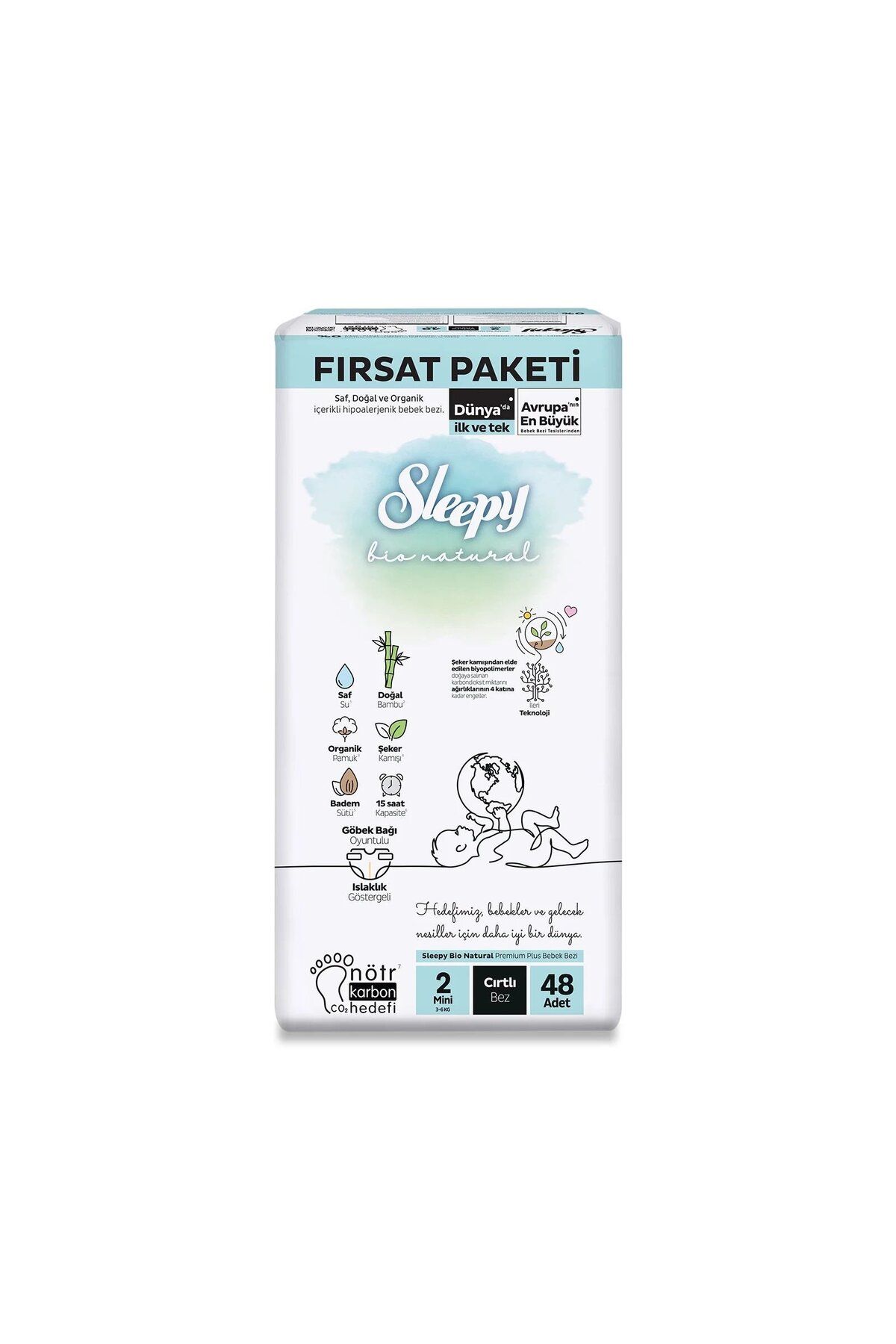 Sleepy Bio Natural Bebek Bezi Fırsat Paketi 2 Beden 48 Adet