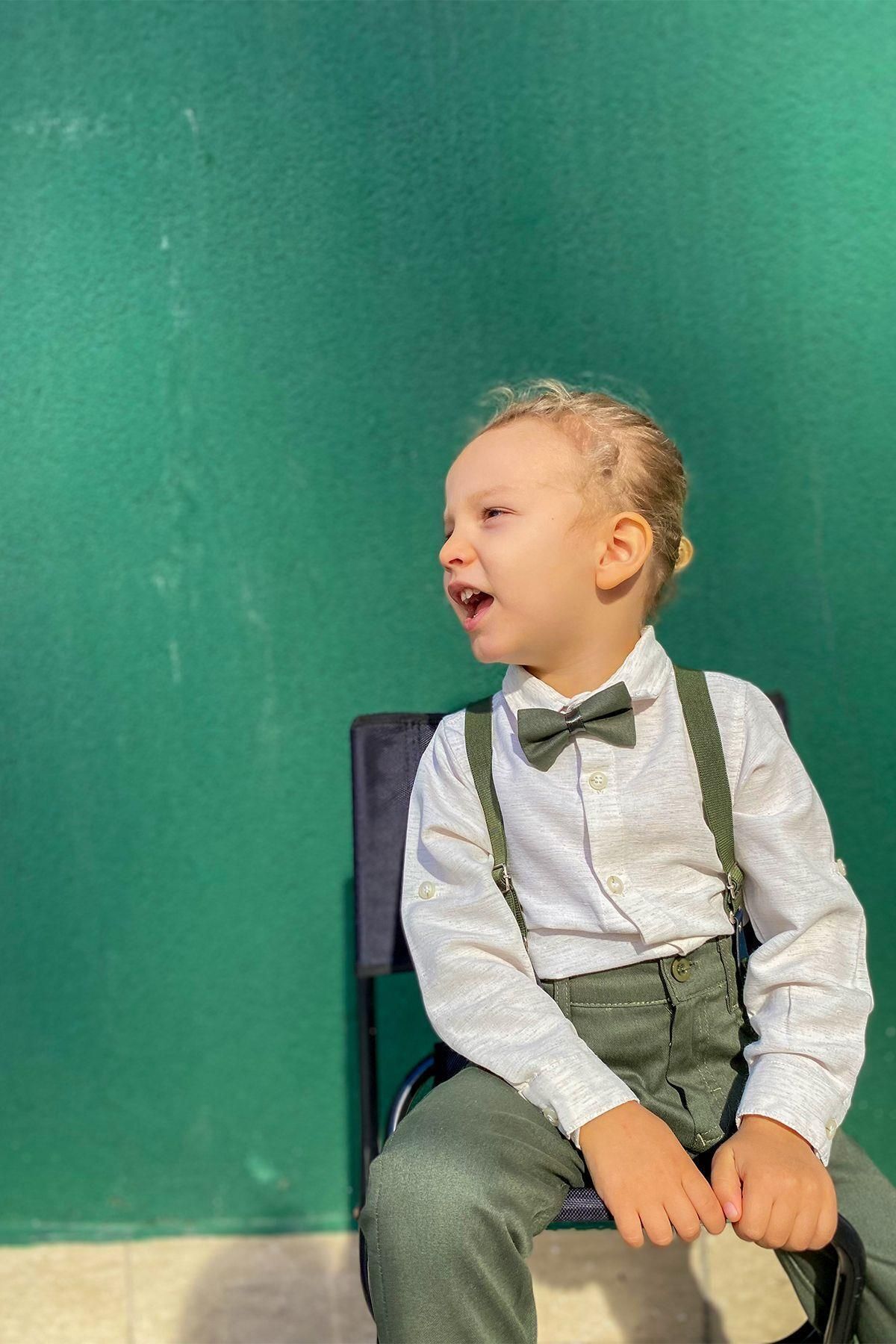 LULU Kids " Ahenk " Erkek Çocuk Takım Elbise Papyonlu Ve Slopetli 4'lü Set fotoğrafı 2 (önizleme)