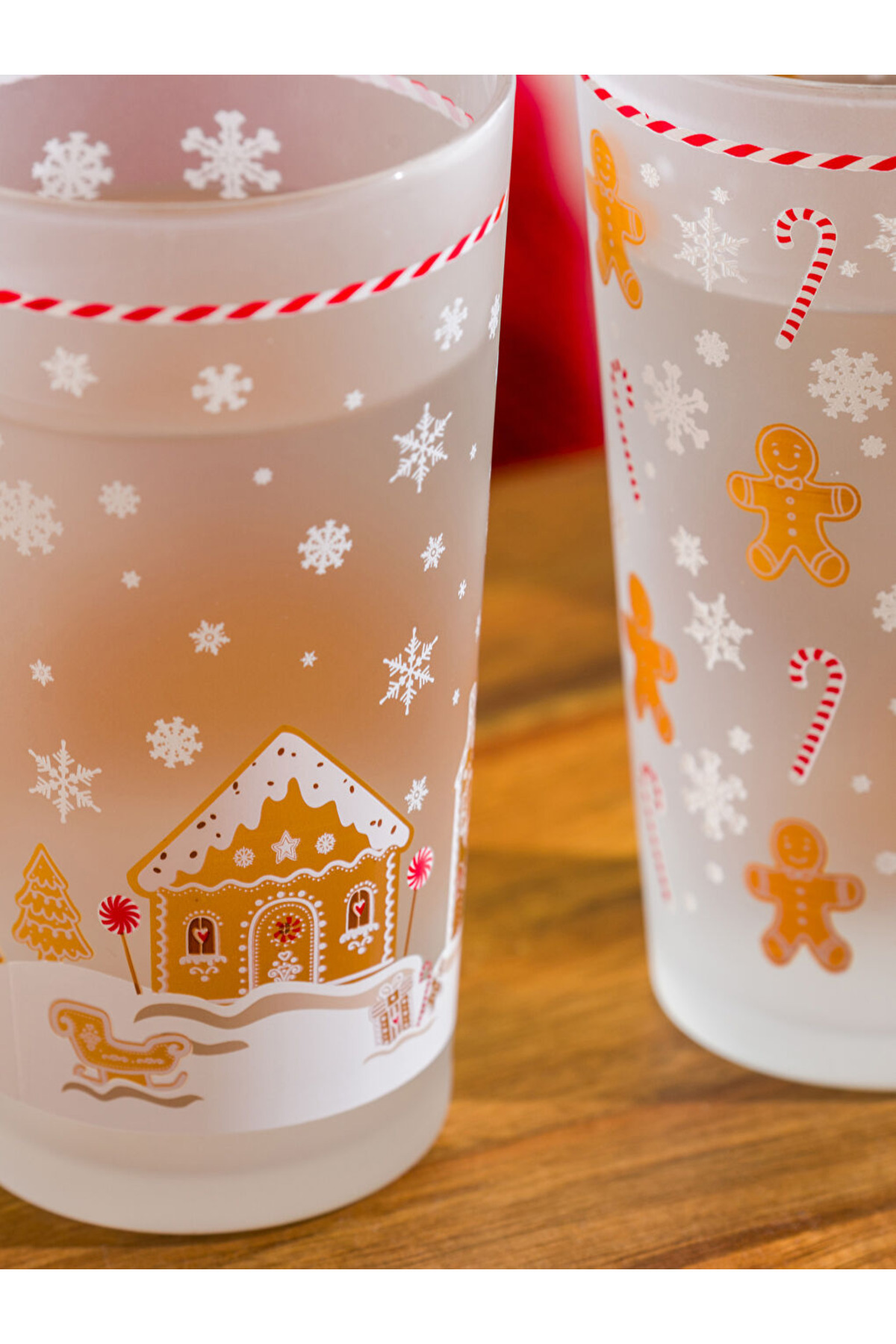 LC Waikiki-Light Brown Christmas Printed Glass Cup Set of 2 570 ml 3