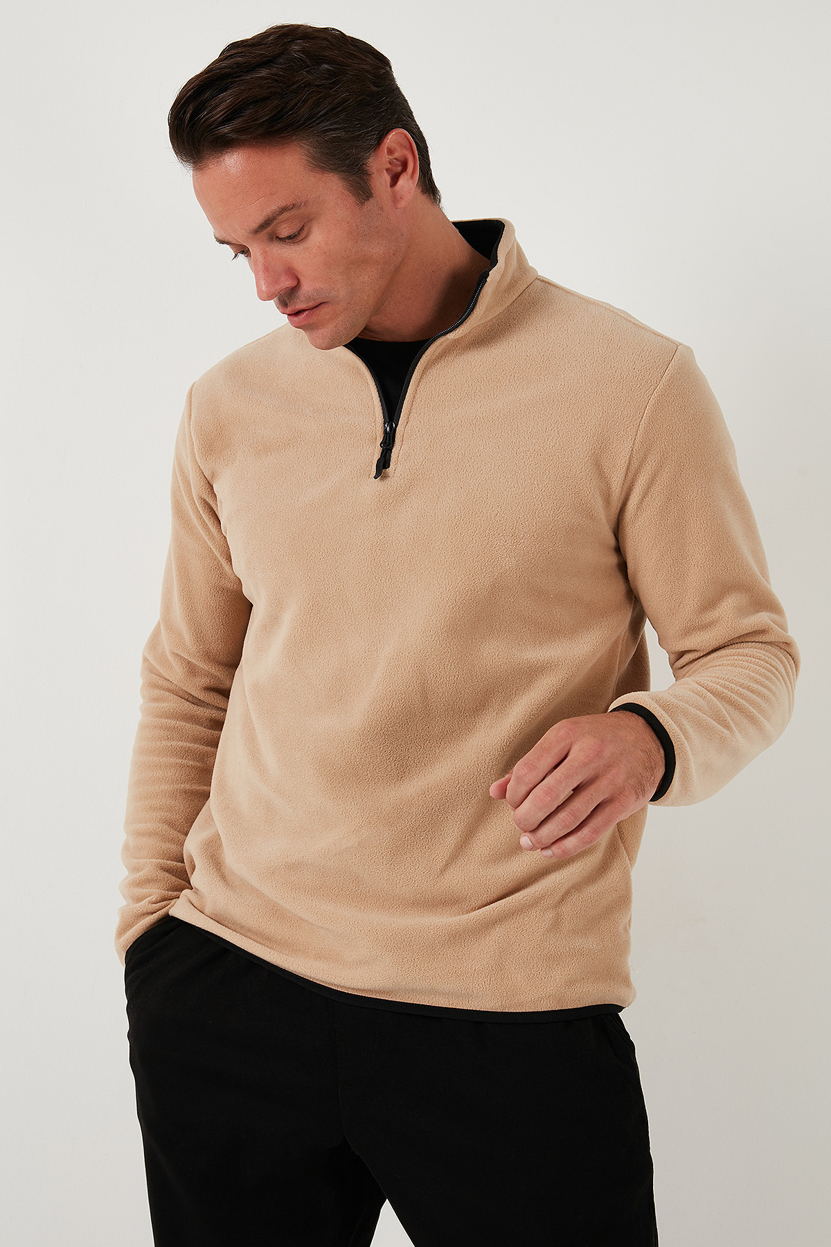 Buratti Slim Fit Yarım Fermuarlı Dik Yaka Polar Erkek POLAR 5906003 görsel 3
