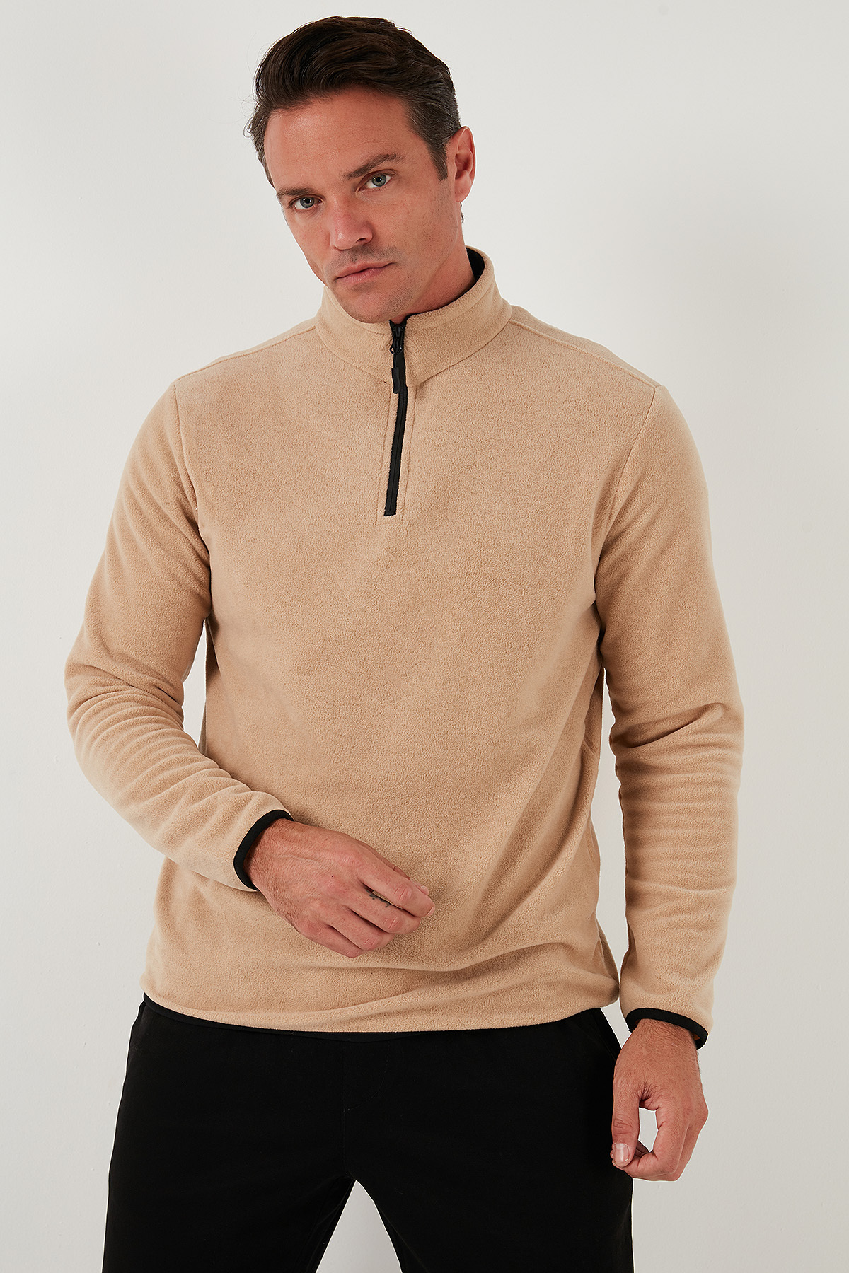 Buratti Slim Fit Yarım Fermuarlı Dik Yaka Polar Erkek POLAR 5906003 görsel 4