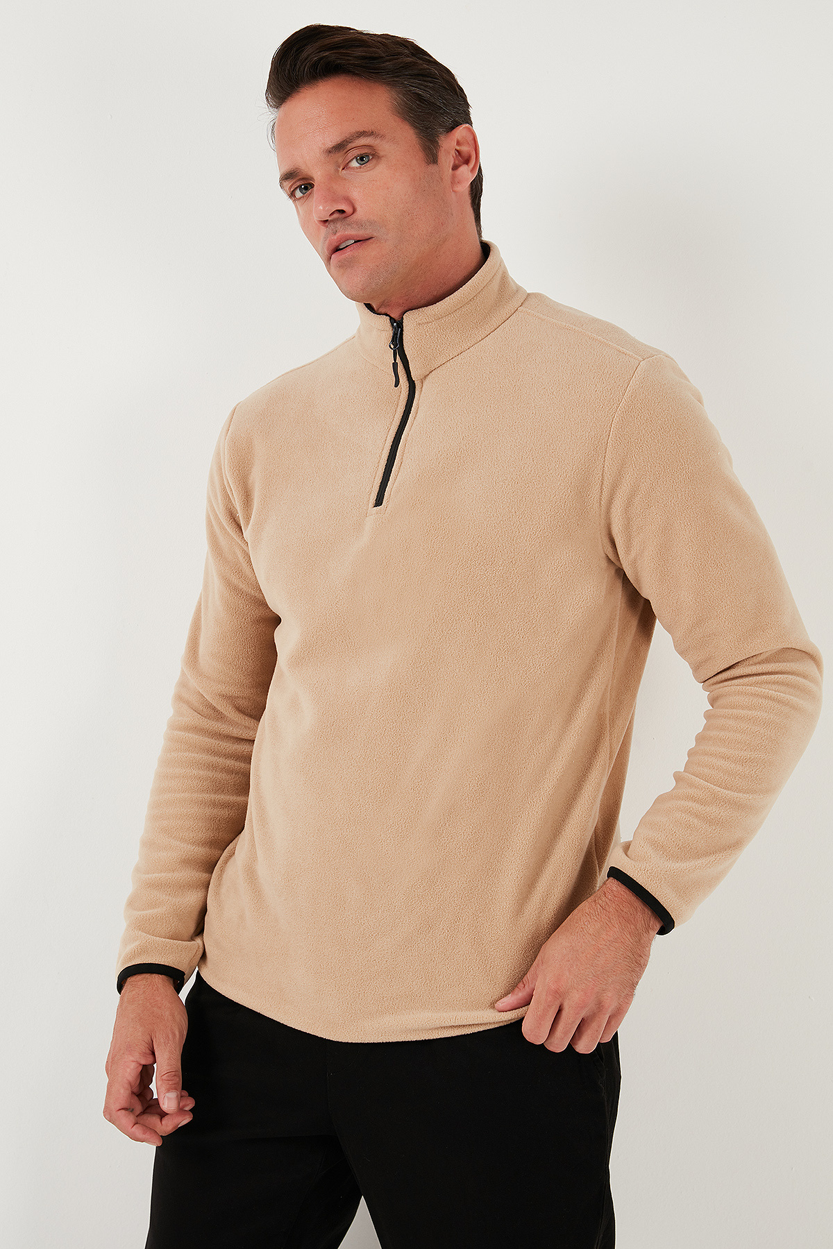 Buratti Slim Fit Yarım Fermuarlı Dik Yaka Polar Erkek POLAR 5906003 görsel 5