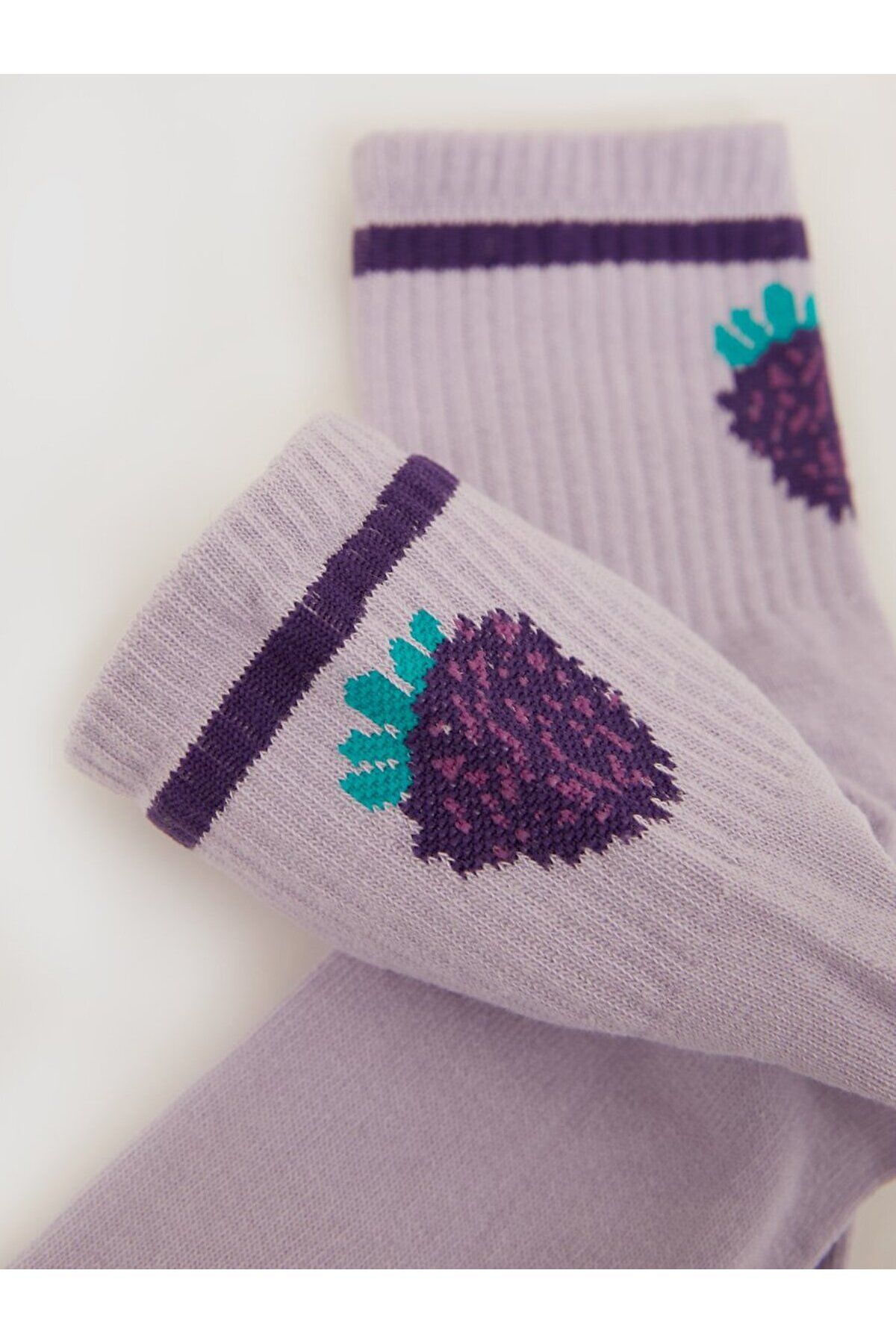 Ltb-Pink Graphic Patterned Socks 3