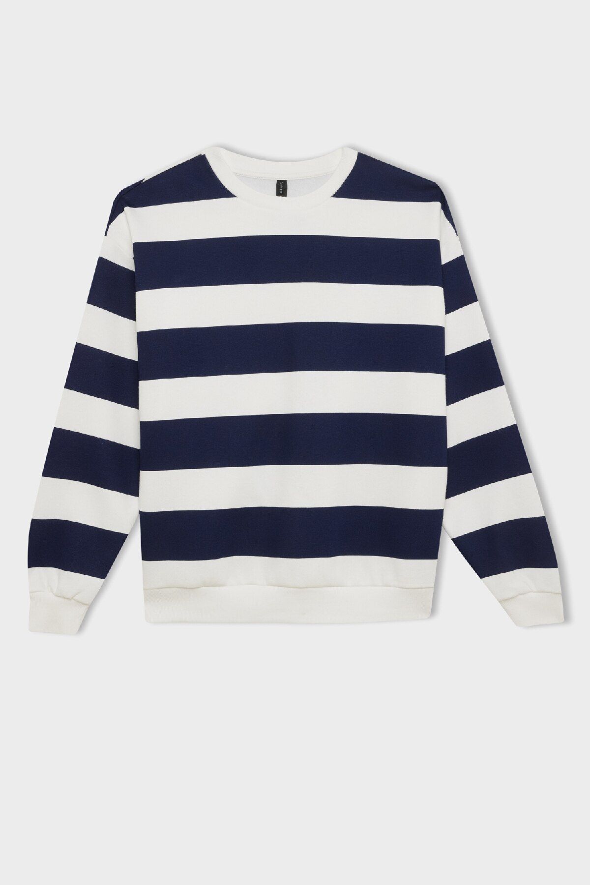 DeFacto-Relax Fit Crew Neck Striped Thick Sweatshirt A1883Ax24Au 1