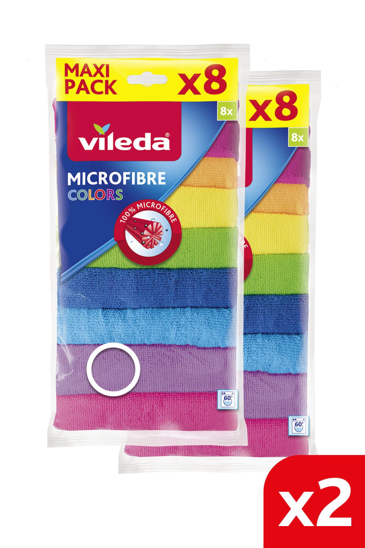 Vileda 2 Paket 8 Li %100 Mikrofiber Colors Temizlik Bezi