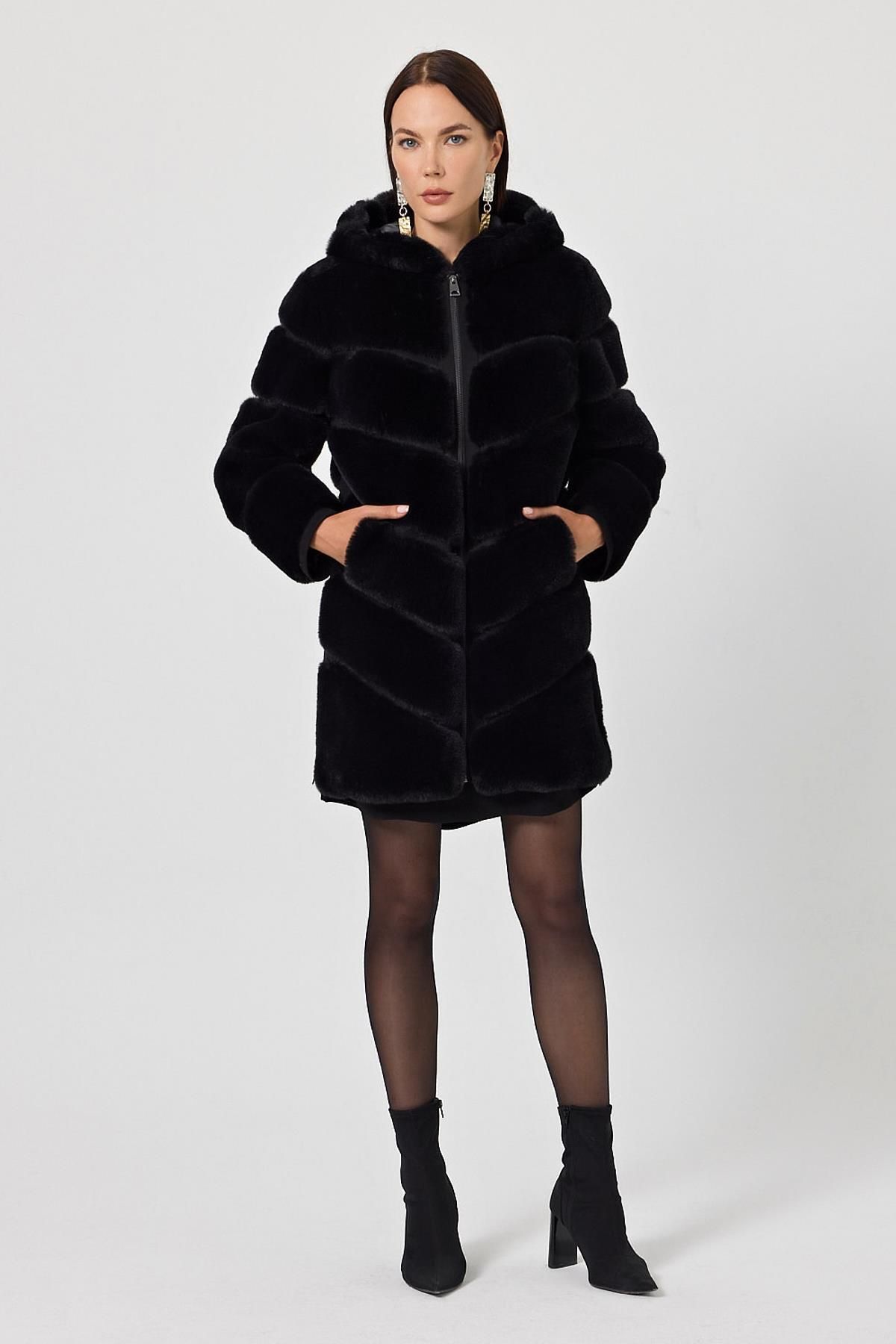 Deri Company-Martina Black Feather Coat 3