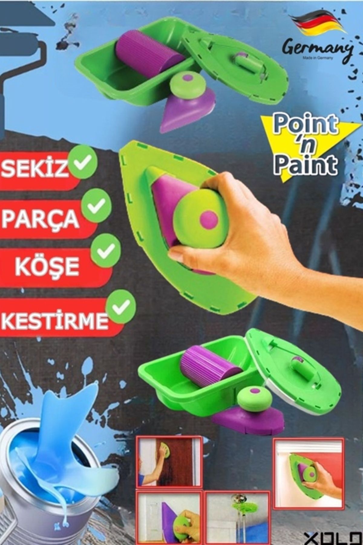 Köşe Boyama ve Kestirme Seti Sekiz Parça Pratik Boya Aparatı Kolay ve Hızlı Boyama Çözümü