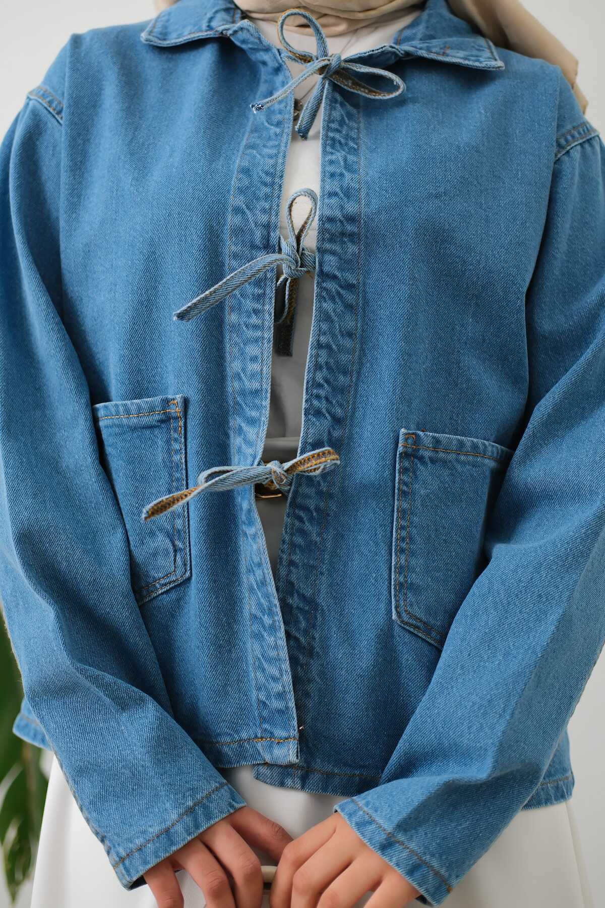 lurex moda  Bağlamalı Kısa Ceket - Görsel 7