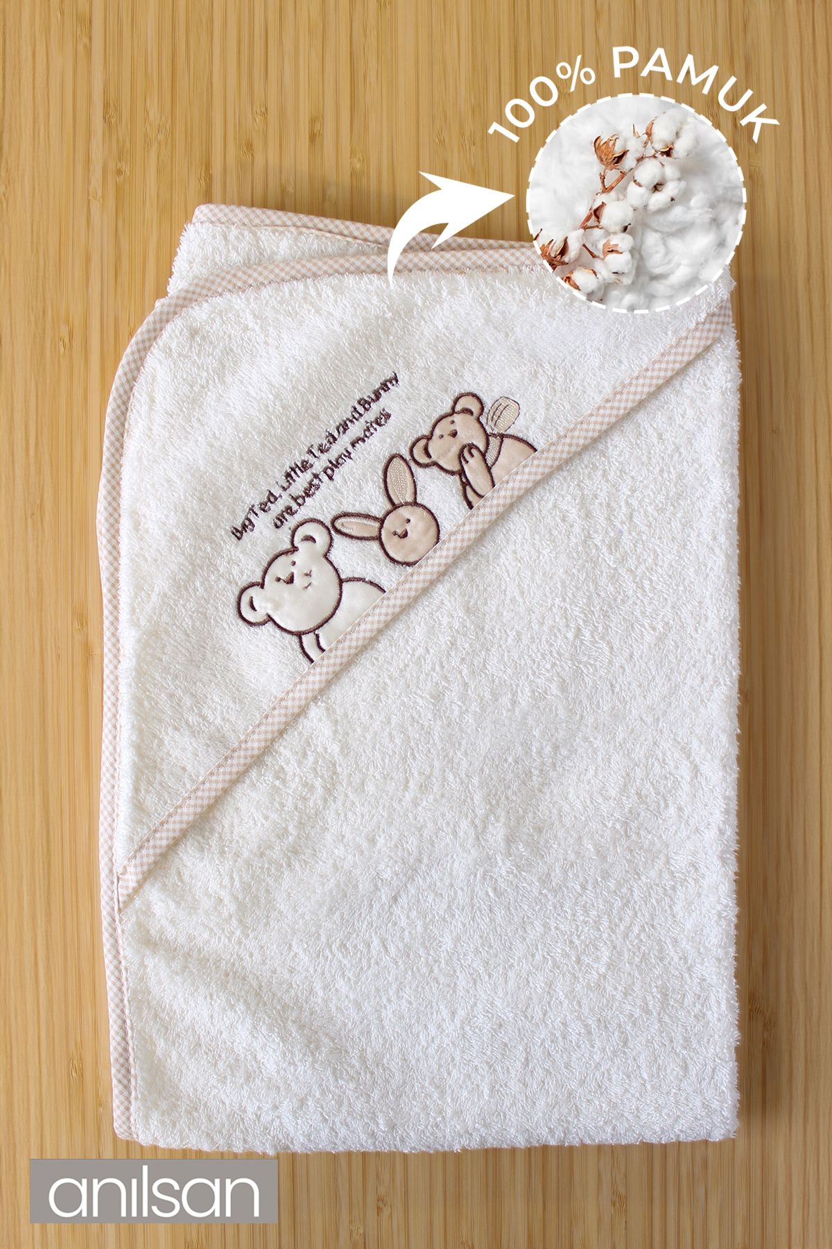 Anılsan-100% Cotton Baby Swaddle Towel - Cute Soft Baby Towel Options 1