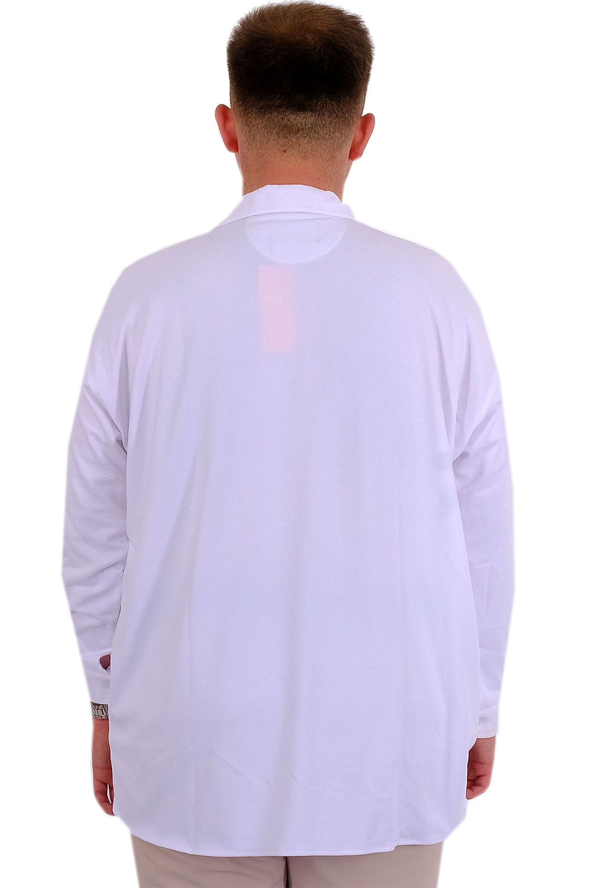ModeXL Mode XL Büyük Beden Erkek Gömlek Apas Yaka Uzun Kol JAKAR U24381 Beyaz görsel 4