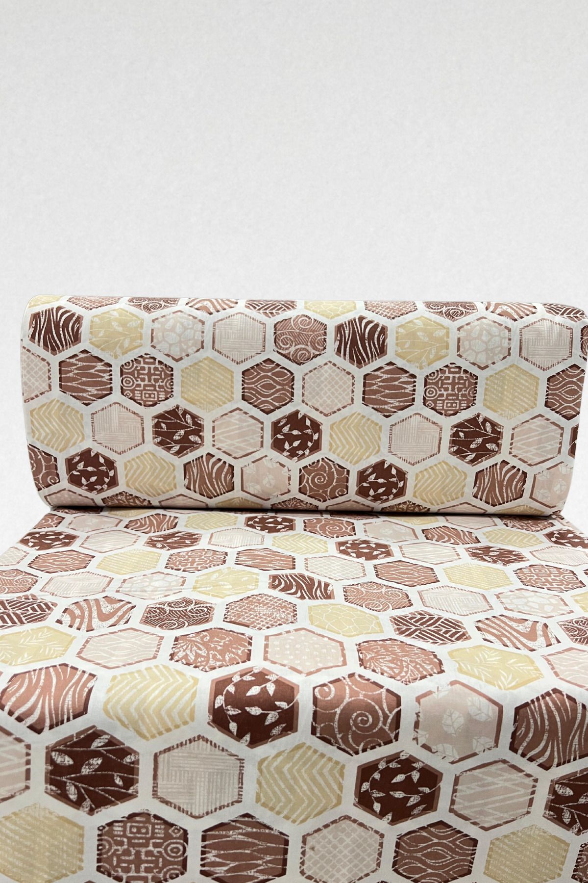 Özdilek-Brown Honeycomb Patterned Ozdilek Duvet Cover Fabric - Sheet and Pillow 3