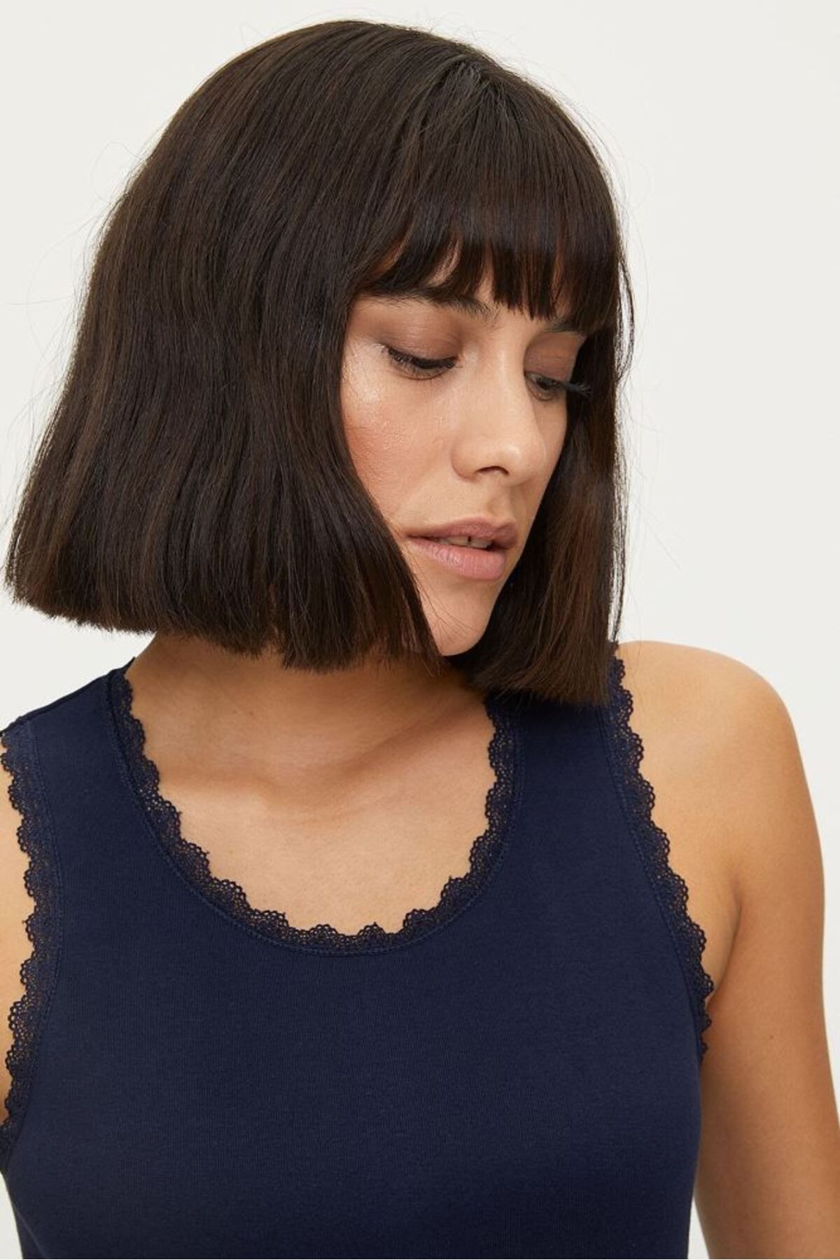 Bross-Women's 2-piece Lace 100% Cotton Undershirt - 1034 2