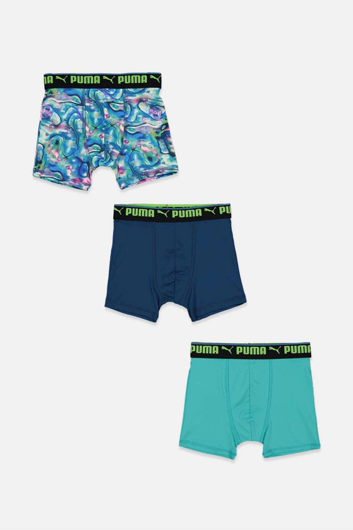 Puma-Kids Boy 3 Pieces Sport Style Boxer Brief, Blue and Turquoise Combo 1