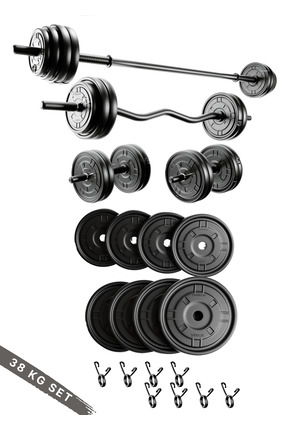ygtsport 38 Kg ; 150 Cm Uzun Bar+ 120 Cm Z-barlı Megaset Halter Seti Ve Dambı...