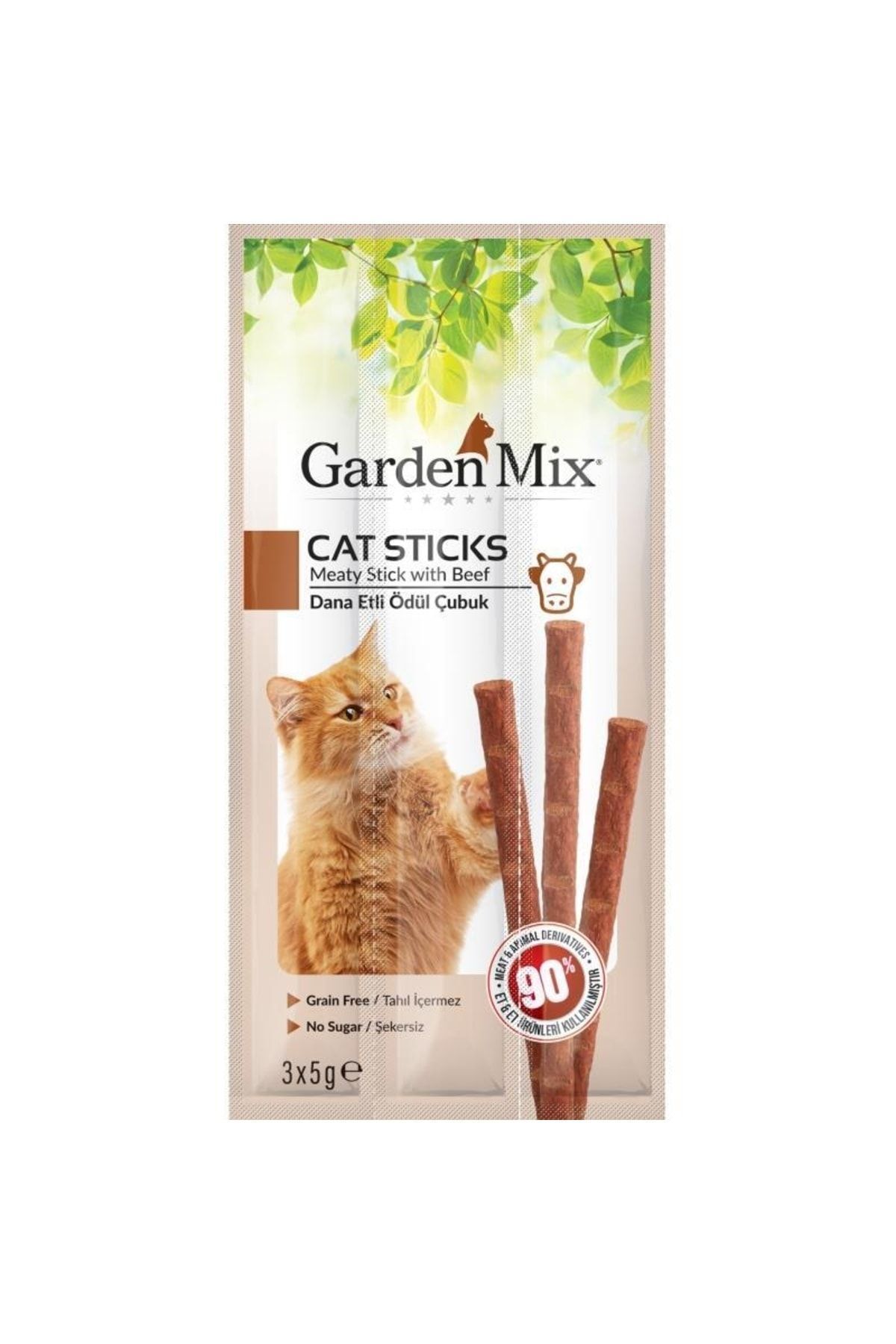 Gardenmix 3 Adet Kedi Ödül Çubuğu - Dana Etli Kedi Stick Ödülü ( 3x5g )