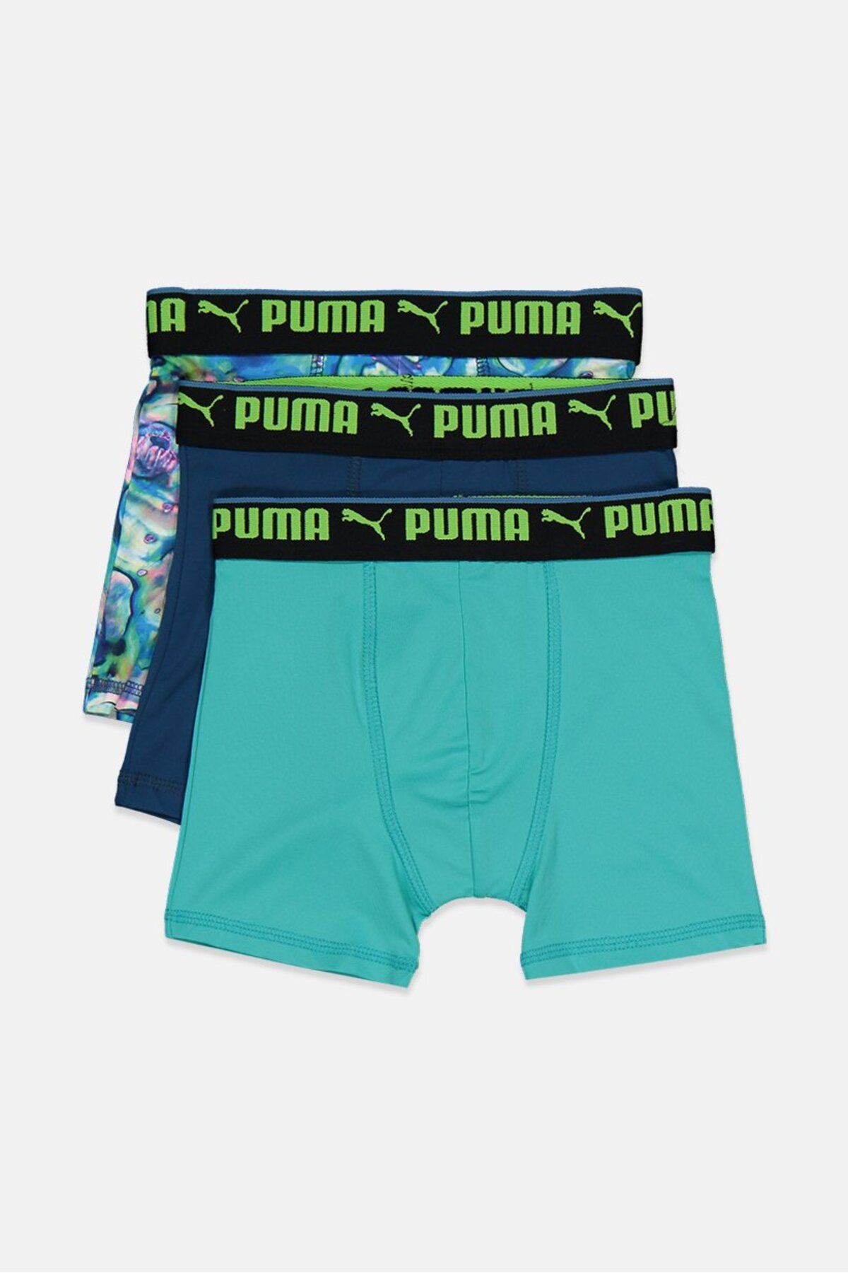 Puma-Kids Boy 3 Pieces Sport Style Boxer Brief, Blue and Turquoise Combo 3