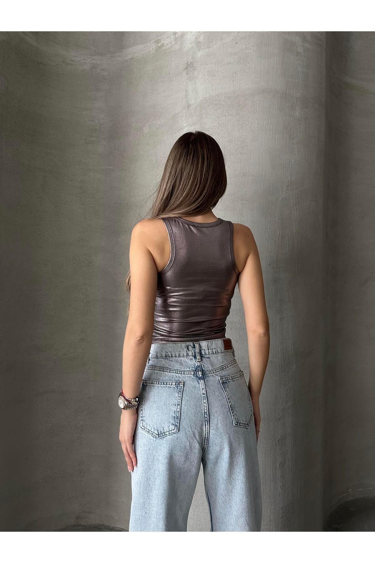 mydukkan.co  Lily Varaklı Crop Bronz - Görsel 2