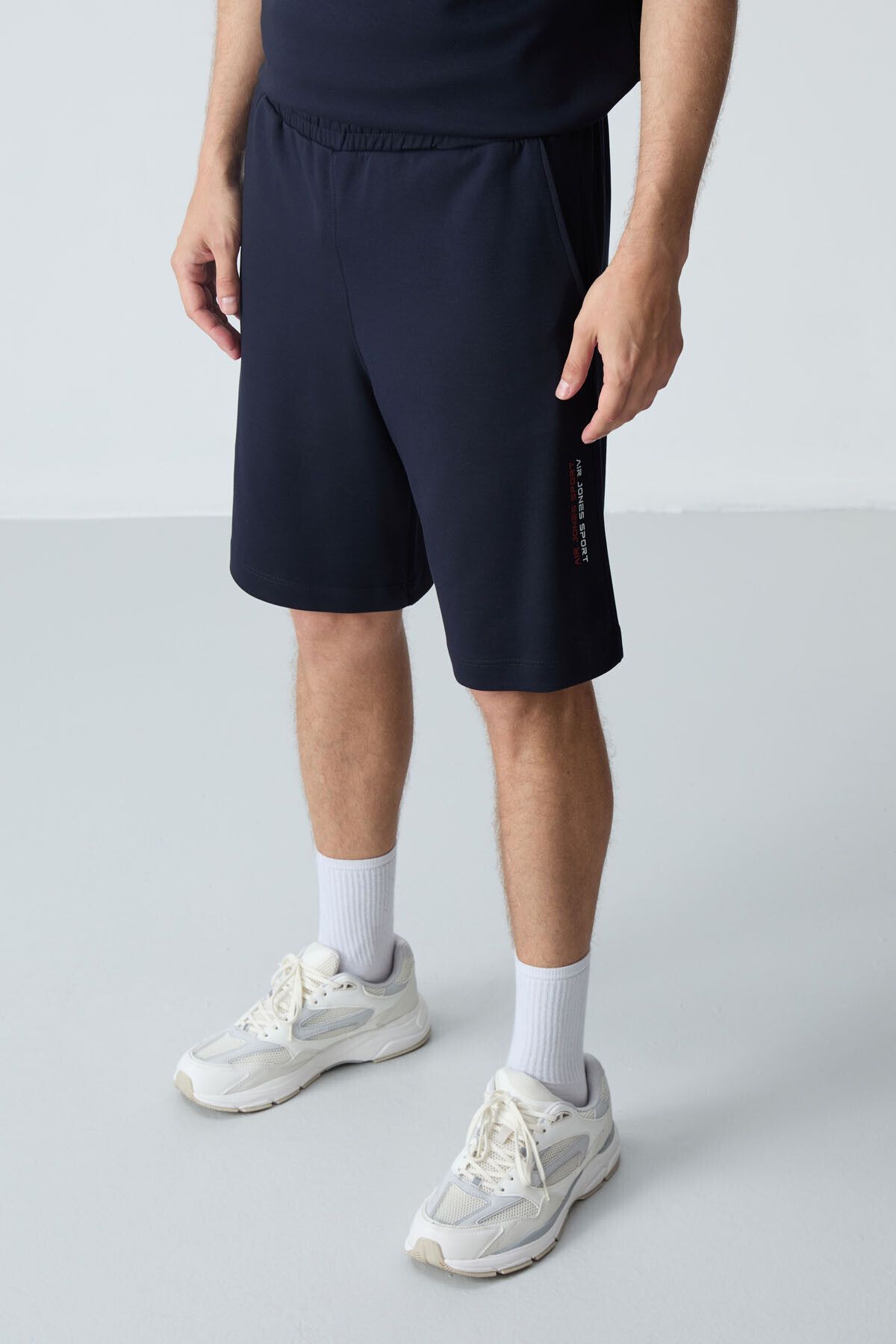 AIR JONES-Navy Blue Cotton Thick Soft Textured Oversize Fit Basic Men's Shorts Set - 85258 2