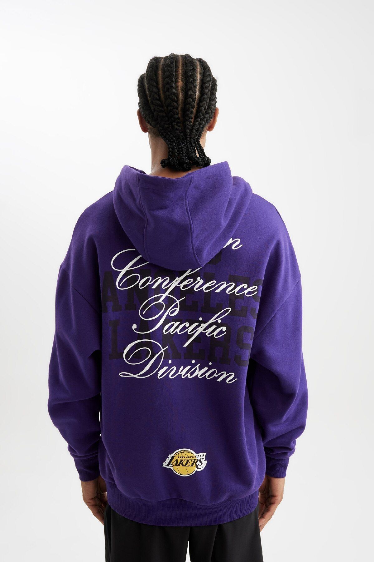 DeFacto-Bluza z kapturem Los Angeles Lakers NBA Oversize z nadrukiem na plecach - D0671Ax24Au 8