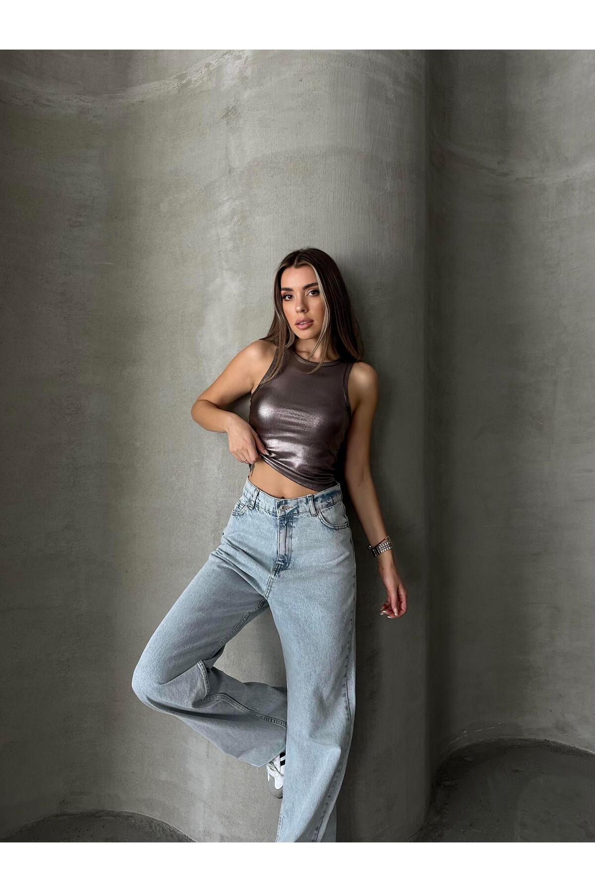 mydukkan.co  Lily Varaklı Crop Bronz - Görsel 4