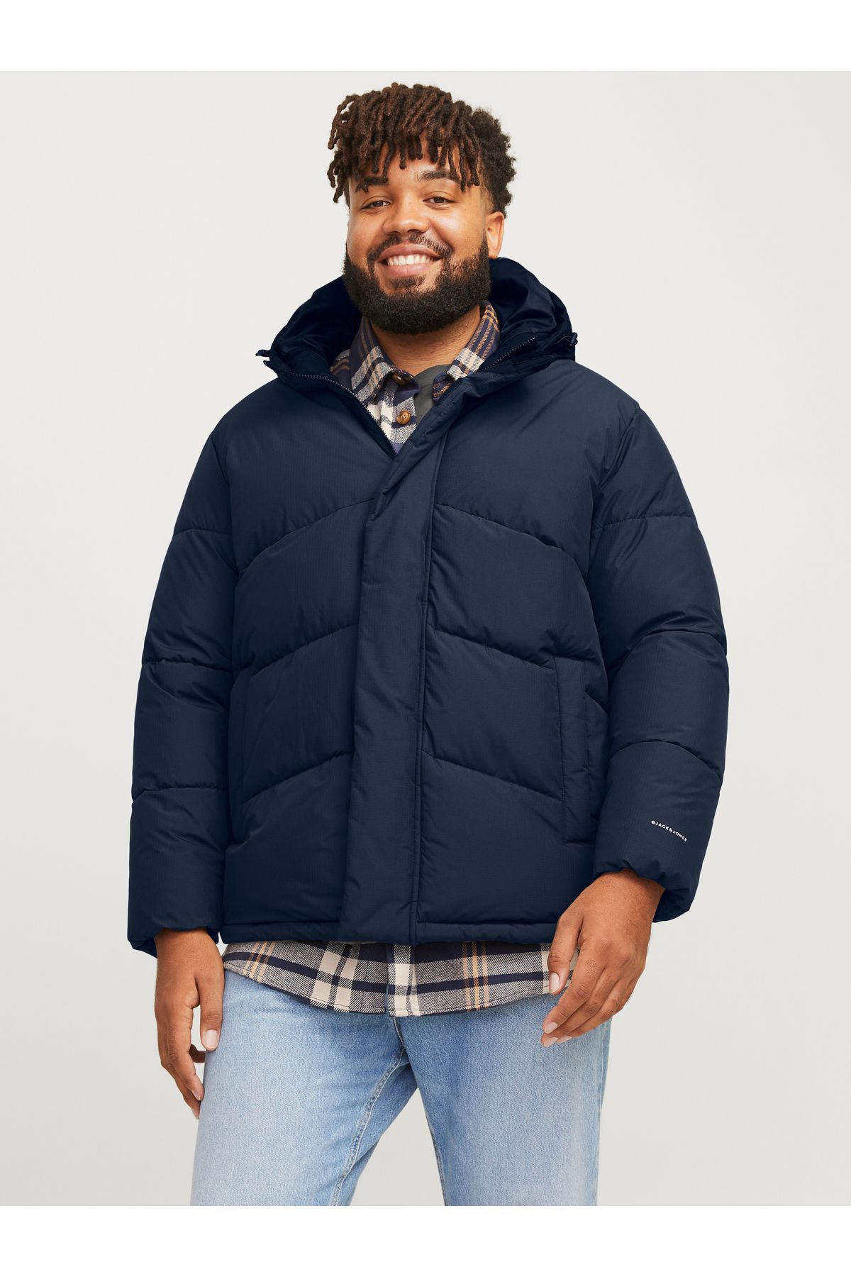 Jack & Jones Jack Jones Jjworld Puffer Jacket Pls Erkek Lacivert Büyük Beden Mont 12263325-04