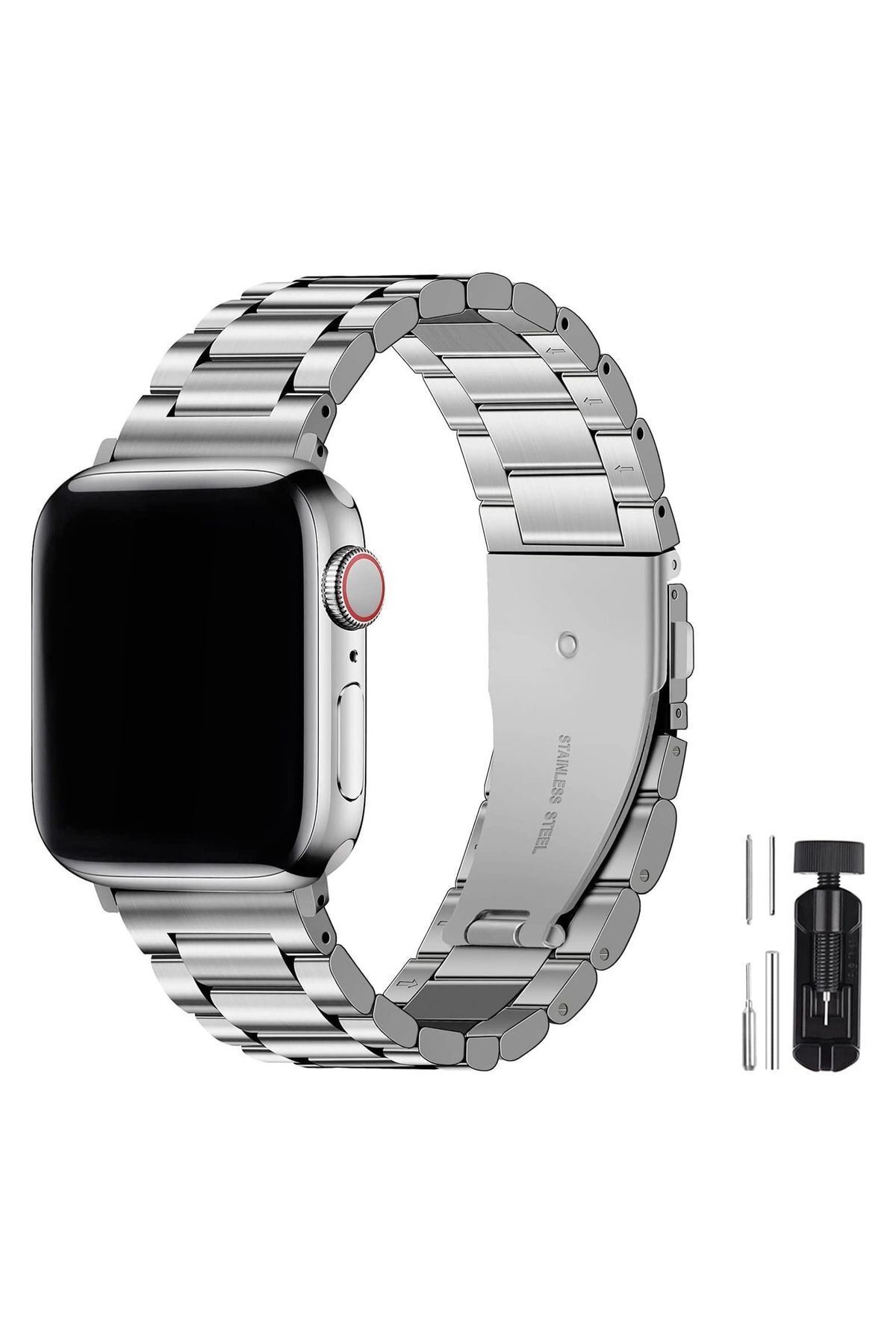 Fibaks Apple Watch 49/46/45/44/42 Mm Series 10/9/8/7/6/5/4/3/se/ultra/hk/pro/max Kordon Paslanmaz Çelik