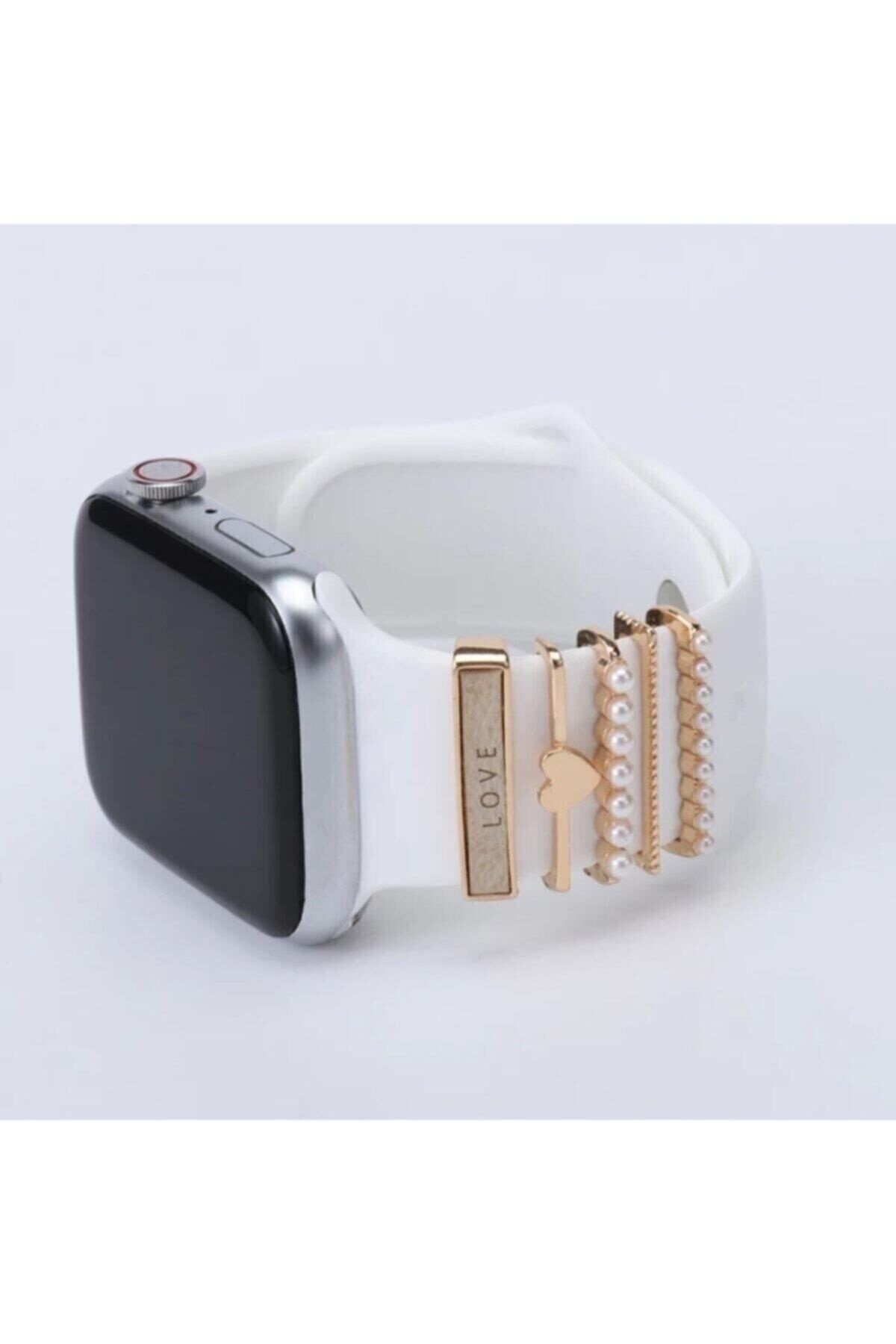 Fibaks Apple Watch 3 4 5 6 7 8 9 Se Nike 38 40 41 42 44 45 Mm Taşlı Parlak Akıllı Saat Kordon Süsü