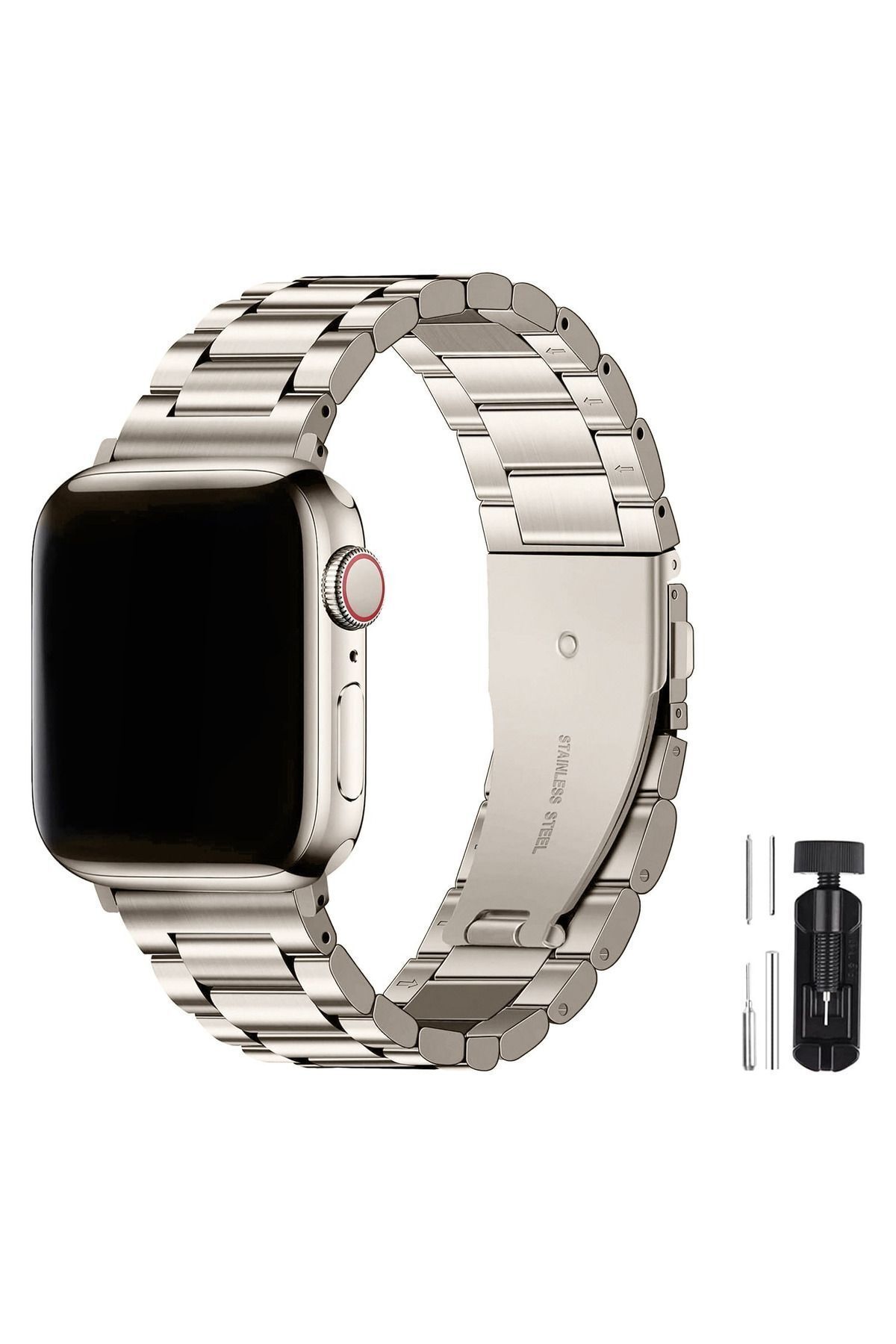 Fibaks Apple Watch 2 3 4 5 6 7 8 9 Se 38 40 41 Mm Paslanmaz Çelik Klipsli Saat Kordon Kayış Bileklik