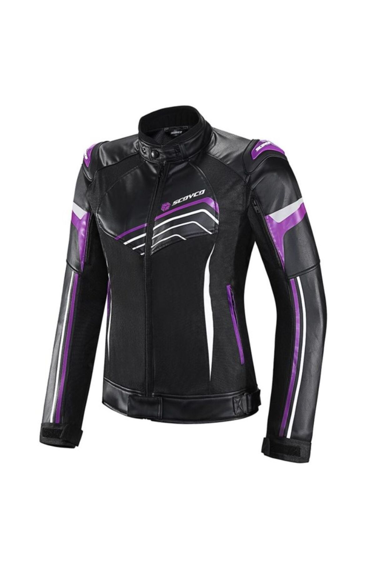 MOTOANL Motosiklet Kadın Montu 4 Mevsim Maxdura 600-D Dayanıklı Kumaş Ve Deri Women Motor Mont Black Purple