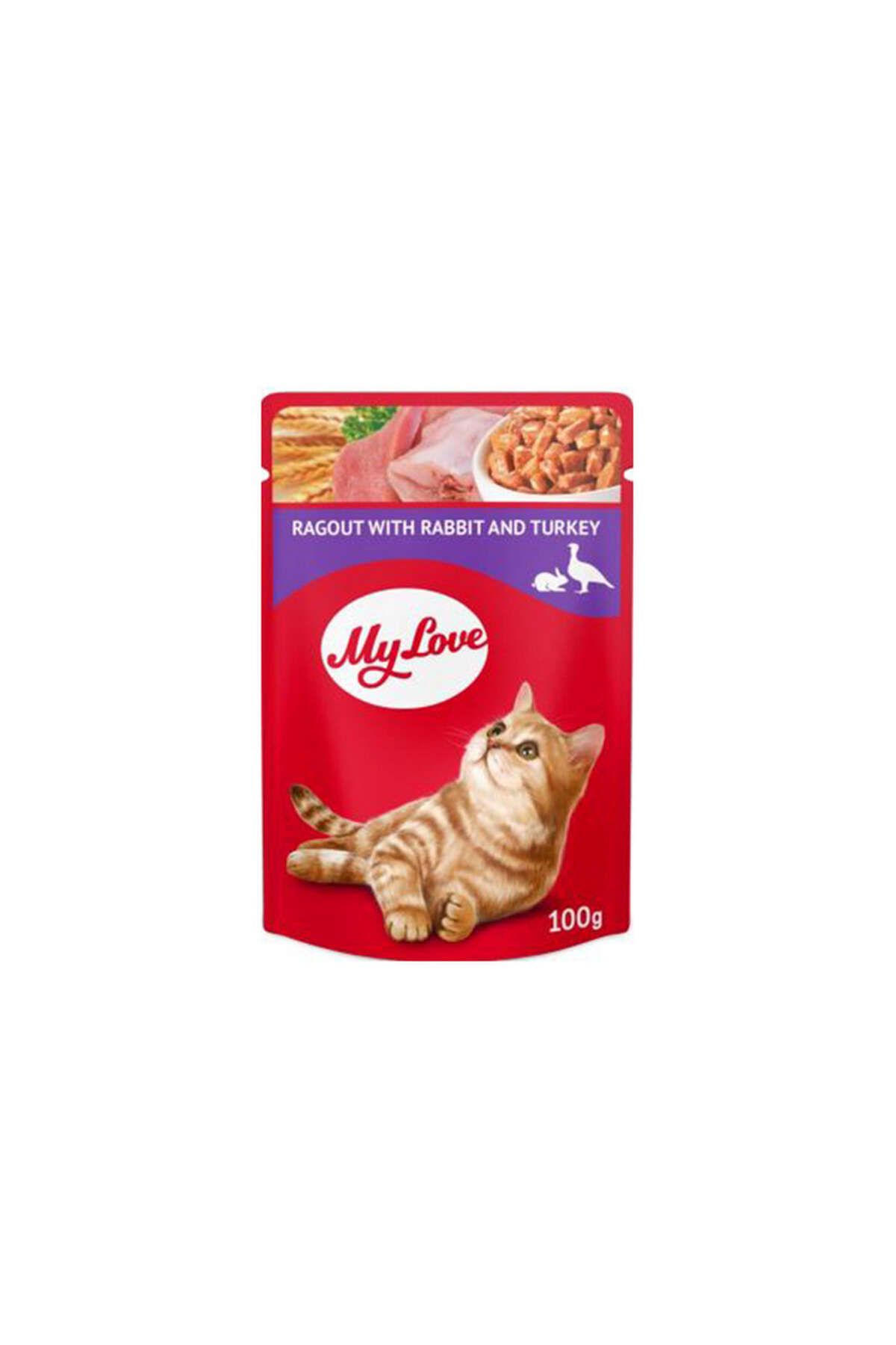 mylove MY LOVE TAVŞANLI VE HINDI ETLI YAHNI POUCH KEDI MAMASI 100 GR X 6 ADET 661142