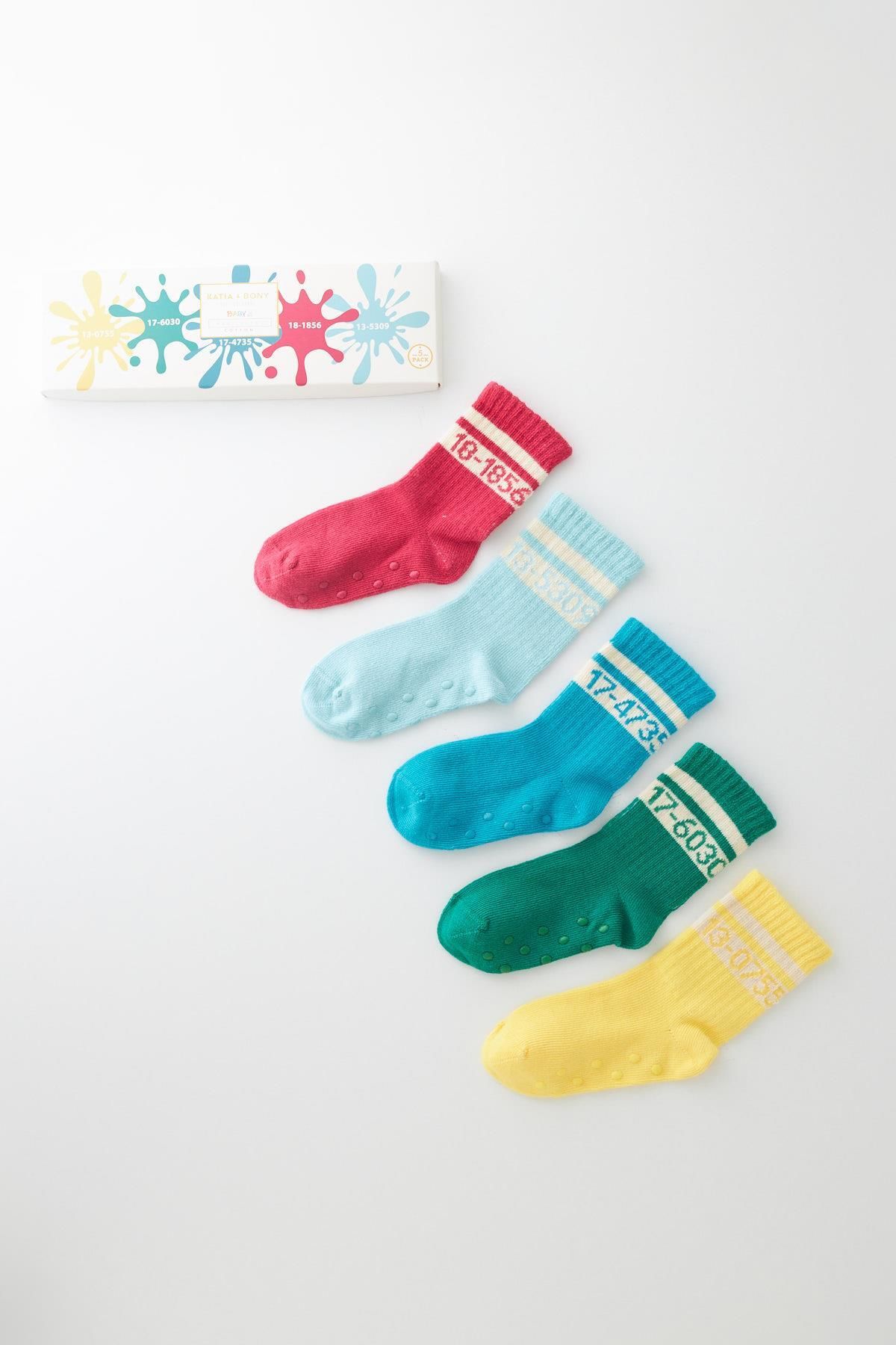 Katia&Bony-Pantone Colorful 5-Piece Baby Socks Set - Boxed 1