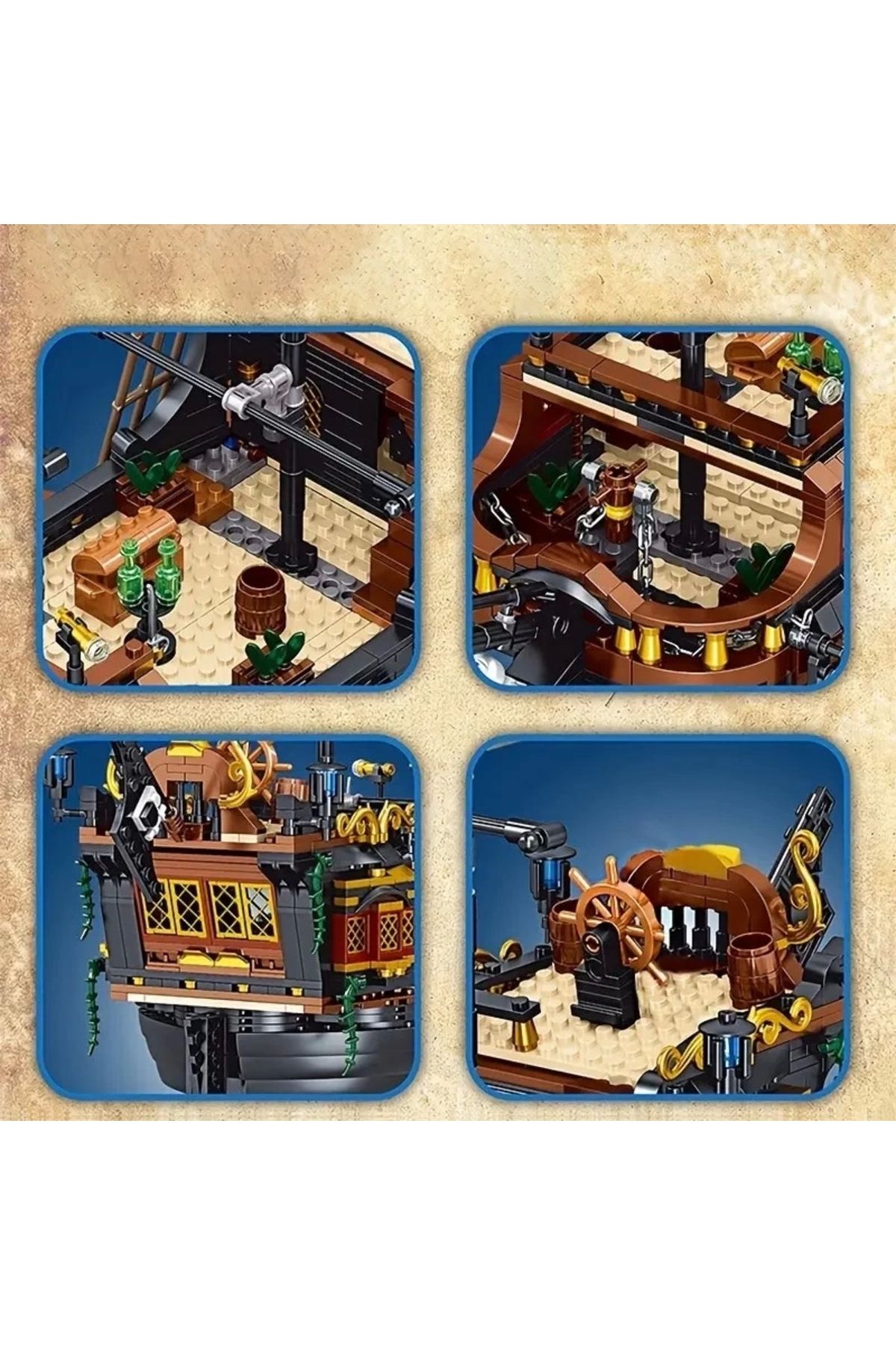 BUILDING BLOCK-مجموعة مكعبات بناء سفينة القراصنة 1328 قطعة لعمر 6 سنوات مجموعة نموذج قراصنة الكاريبي 5