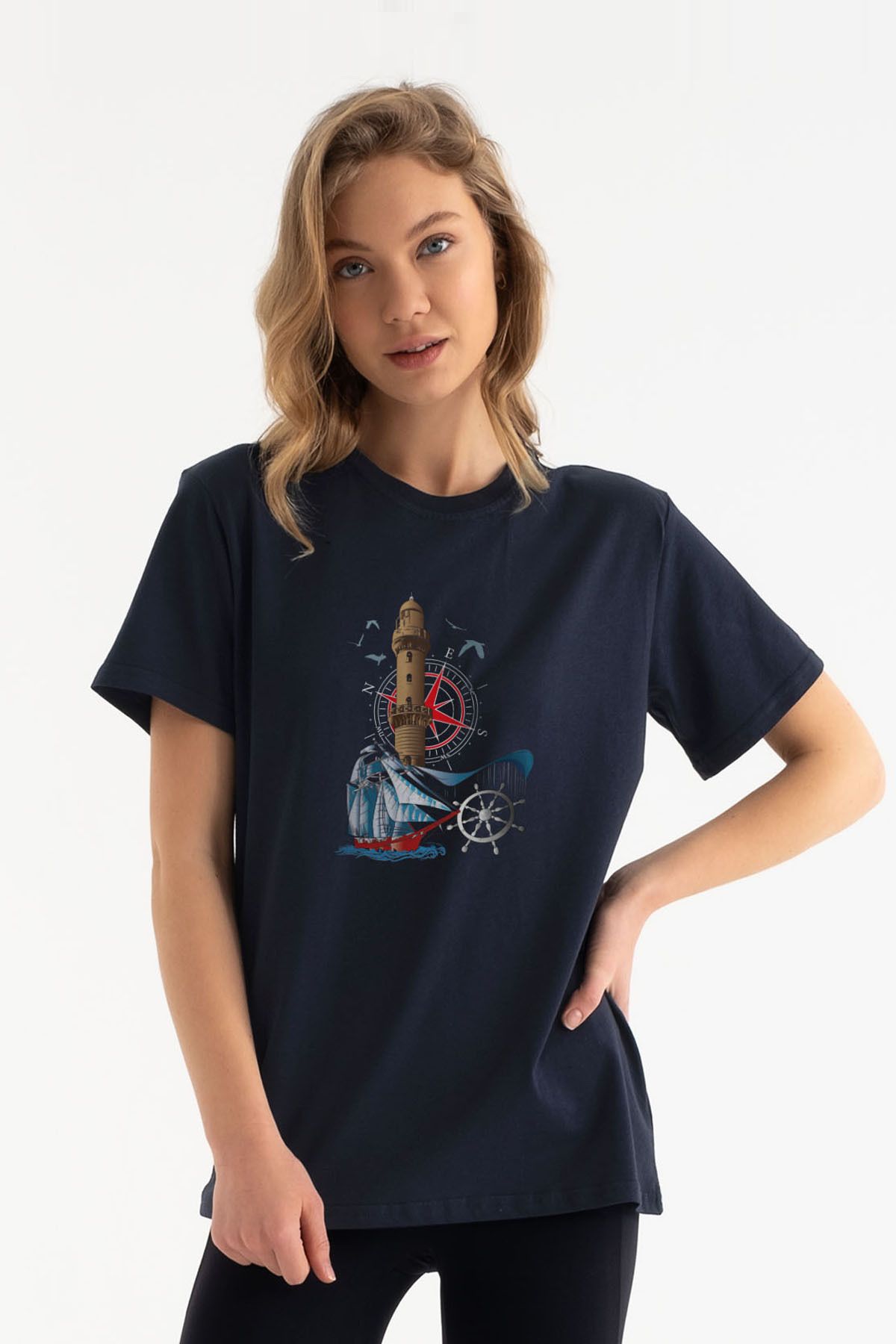 Tarrzzcom-Lighthouse and Sailboat Design T-Shirt 4