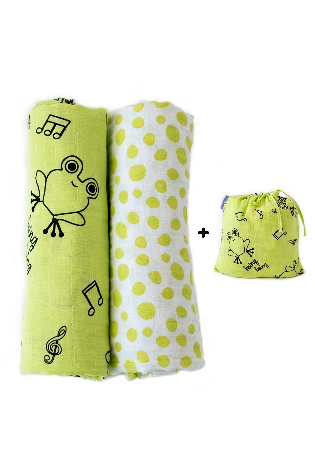 Milk & Moo-Milk&Moo Cacha Frog Musselin Wickeldecke 2er-Set 1