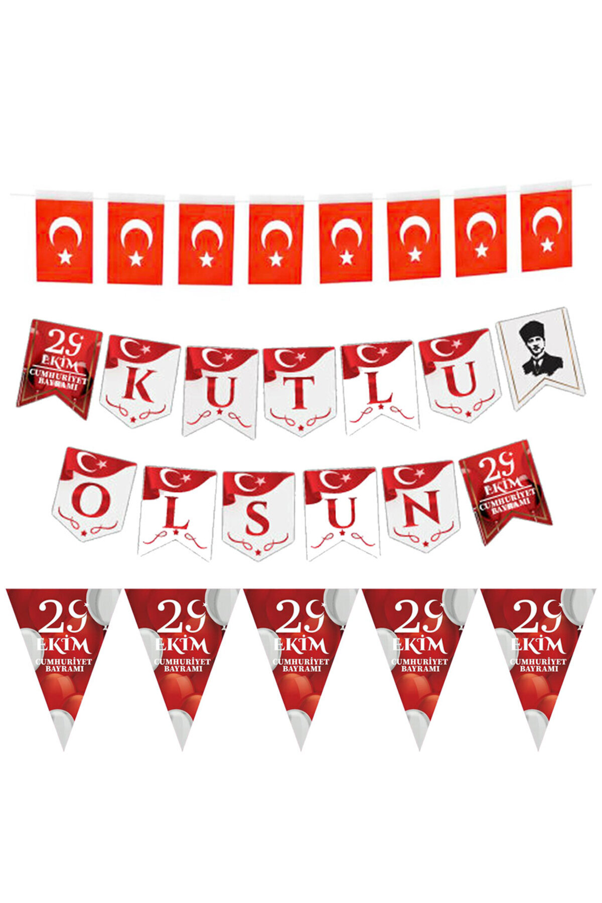 KBK MARKET 29 Ekim Kutlamaları İçin Türk Bayraklı Süsleme Seti - Parti Dekorasyonu ve Aksesuarları
