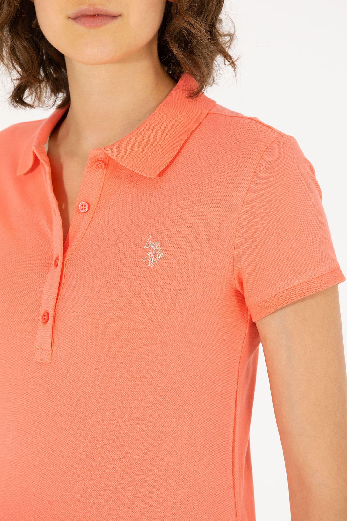 U.S. Polo Assn.-Salmon Colored Women's Polo Collar T-Shirt50262675-VR047 7