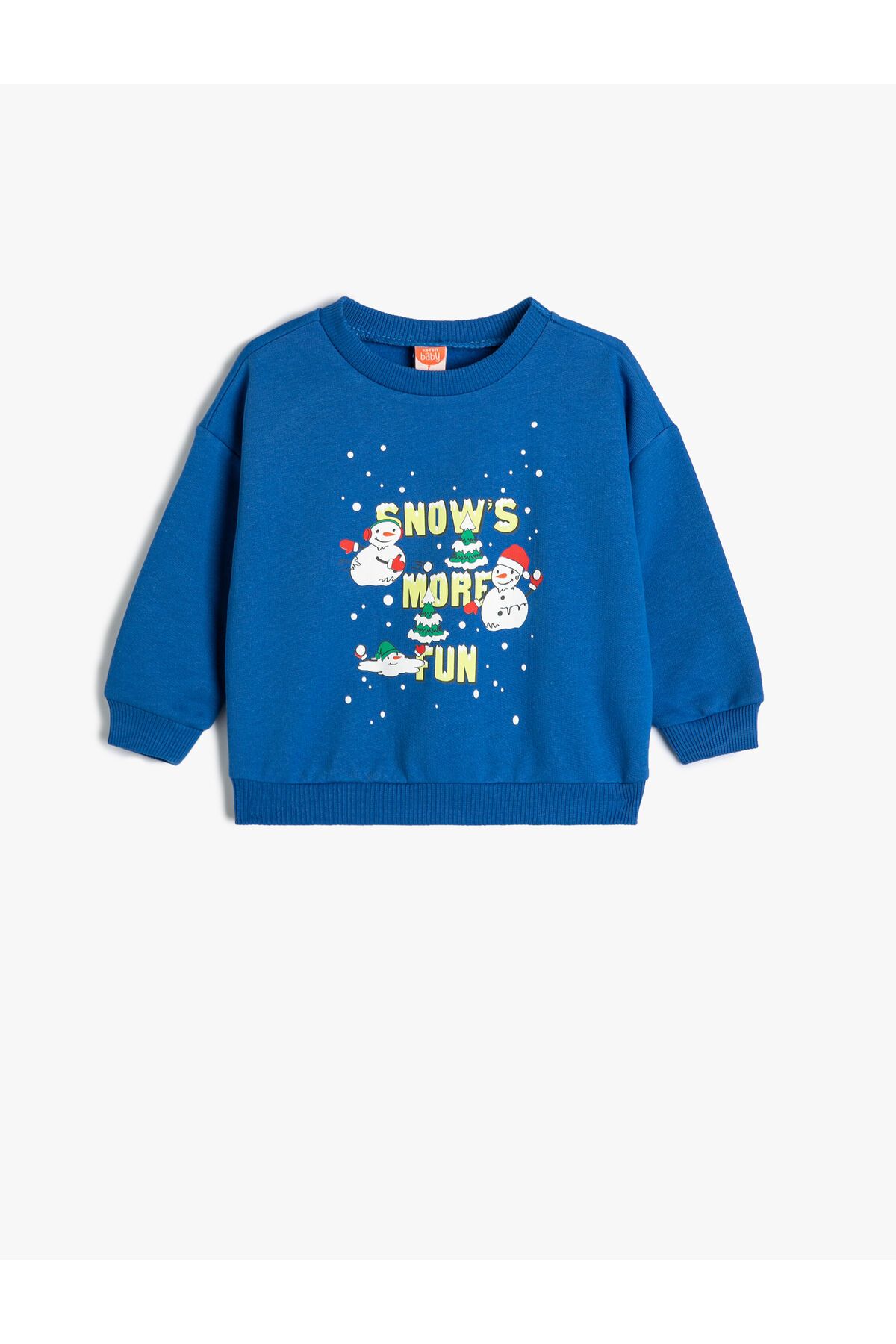 Koton-Sweat Snowman Printed Long Sleeve Raised Cotton 1