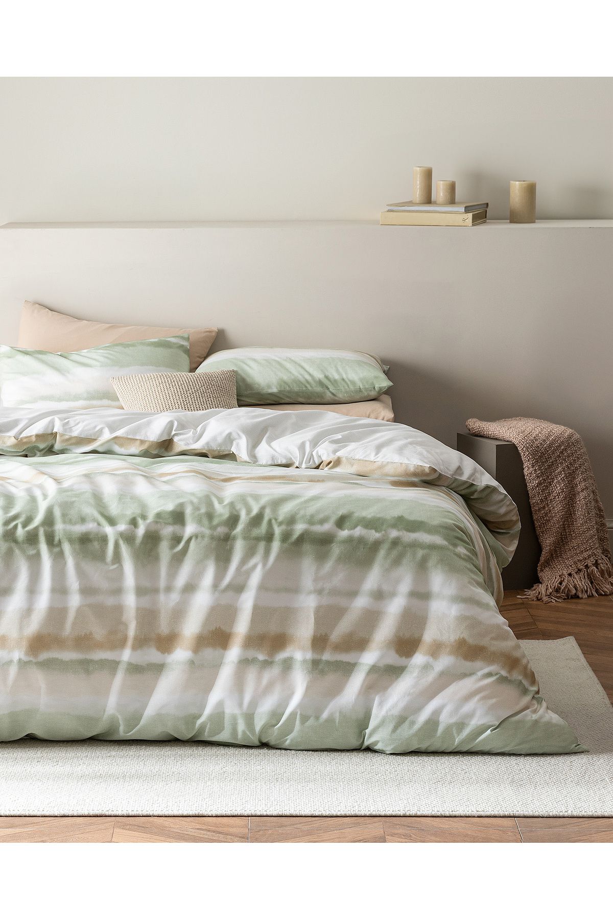 Madame Coco-Leda Double Khaki Bedding Set - 100% Cotton, Ranforce Printed 1