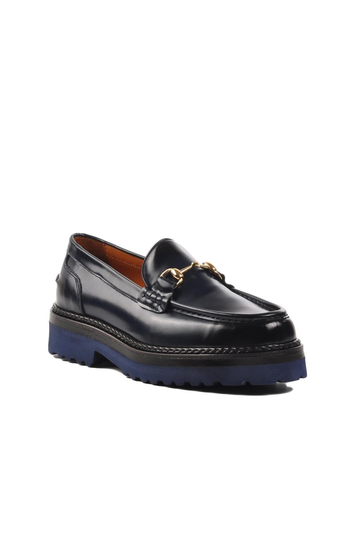 AYAKMOD Pantofi De Bărbați Din Piele Naturală Premium 7710 Bleumarin Masculin - 43
