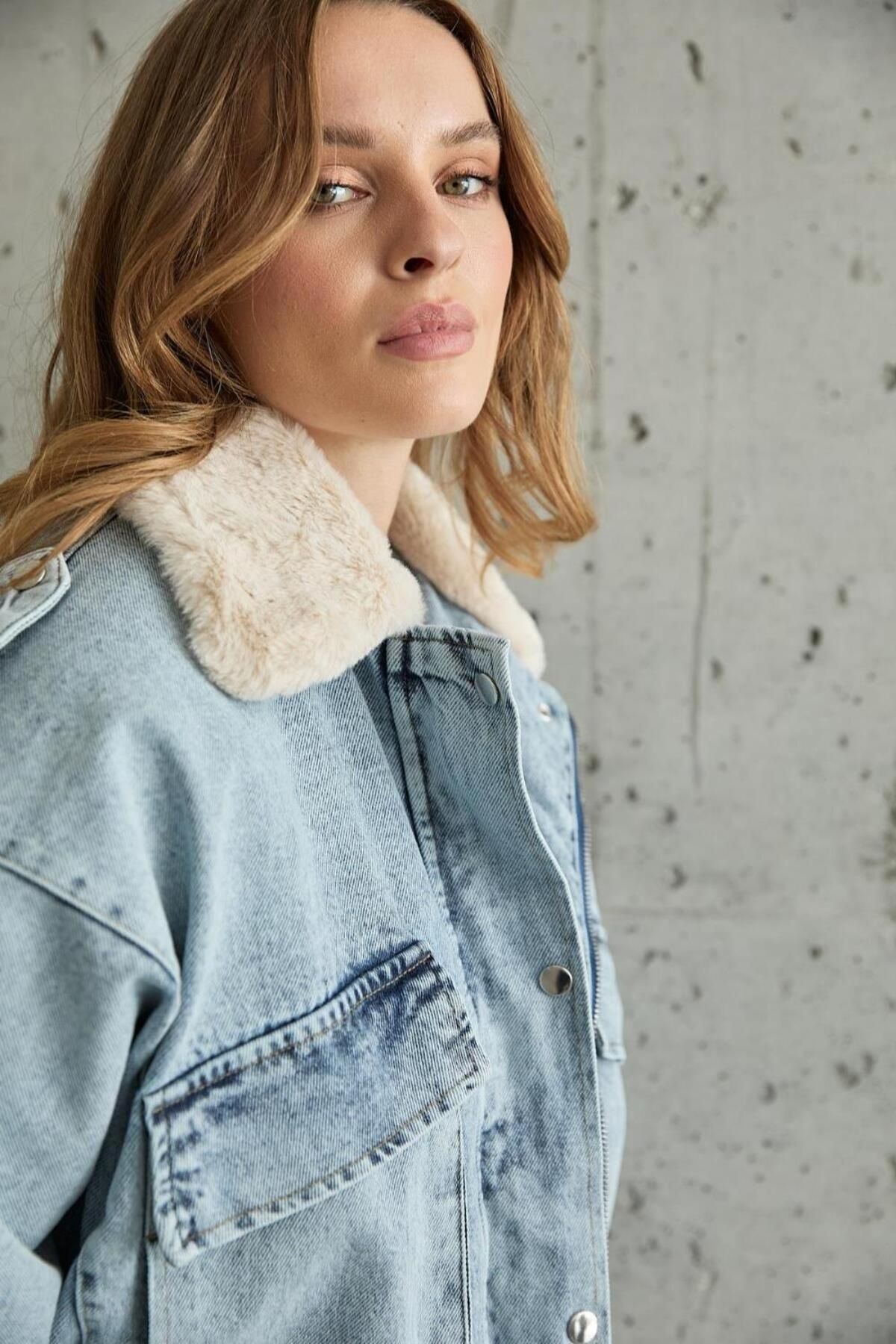 VIOLEVIN-Women's Faux Fur Denim Jacket Vlm 28570501 2