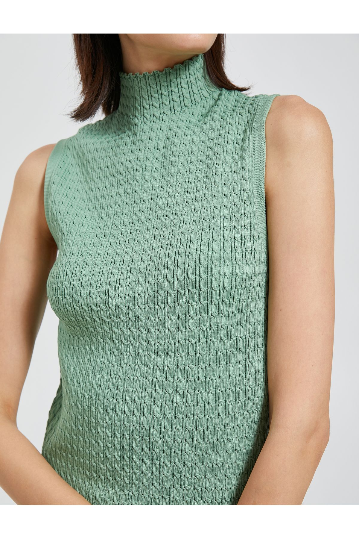 Koton-Turtleneck Tank Top Sleeveless with Knitted Motif 5