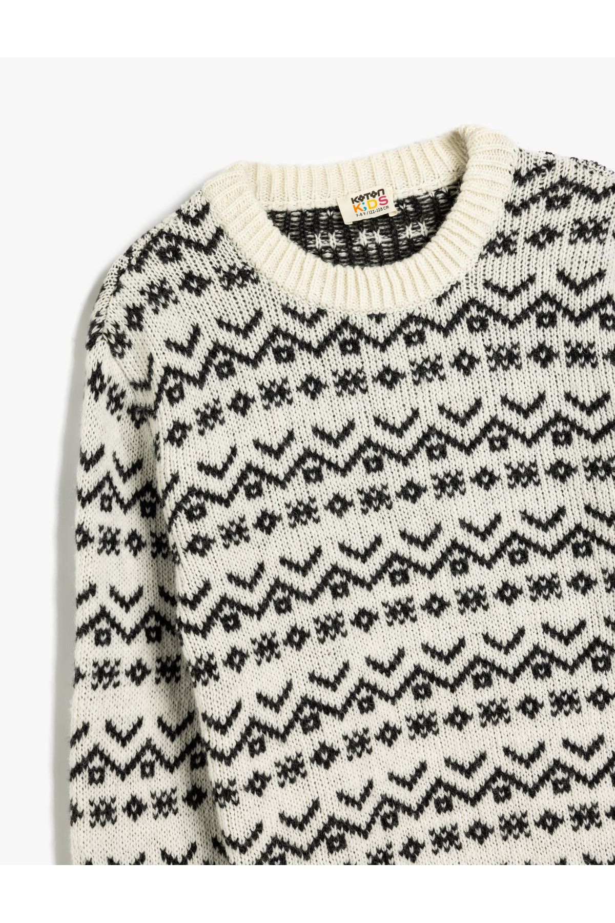 Koton-Crew Neck Long Sleeve Patterned Knitwear Sweater 3