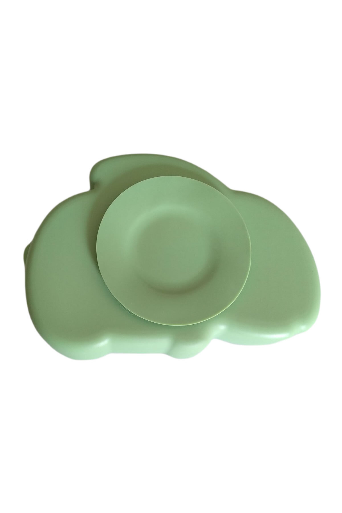 jojobebek Tavşan Figürlü Silikon Beslenme Seti / Vakumlu Mama Tabağı Ve Kase, Önlük, Çatal Ve Kaşık /yeşil fotoğrafı 3 (önizleme)